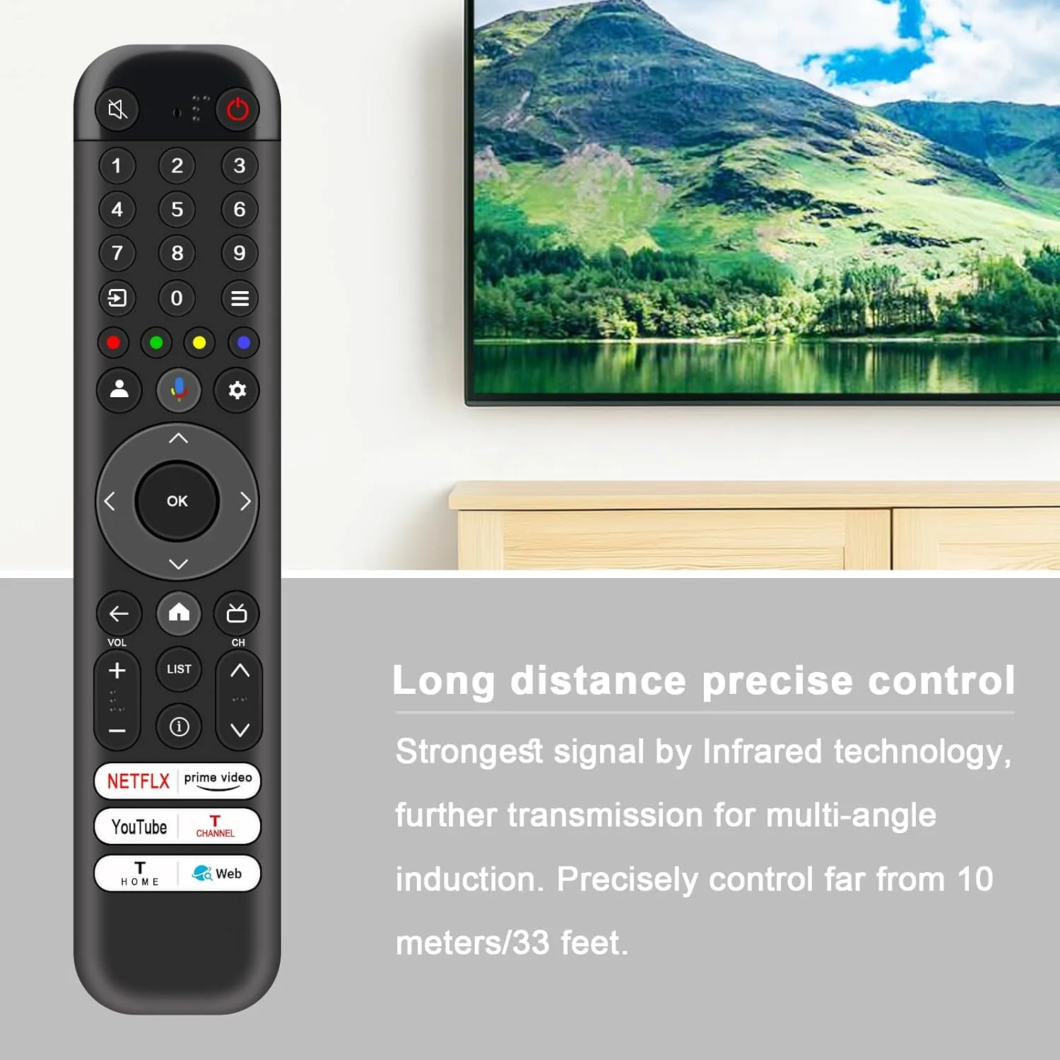 ریموت کنترل جایگزین Beyution مناسب برای تلویزیون های هوشمند مینی ال ای دی ال سی دی TCL مدل های 85C845 85C645 75C645 65C645 75C845 65C845 85C745 75C745 65C745 55C745 55C845 43LC645 55C645 50C645 43C645 (بدون عملکرد صوتی)