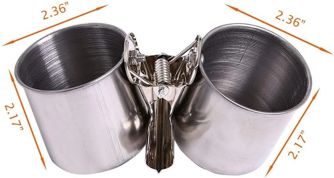 ظروف آبخوری پرندگان DELFINO کاسه پرنده برای قفس، فنجان، غذای طوطی، آویز حیوانات خانگی، کاسه های قفس پرندگان استیل ضد زنگ، نشیمنگاه های تغذیه، پایه بازی با گیره