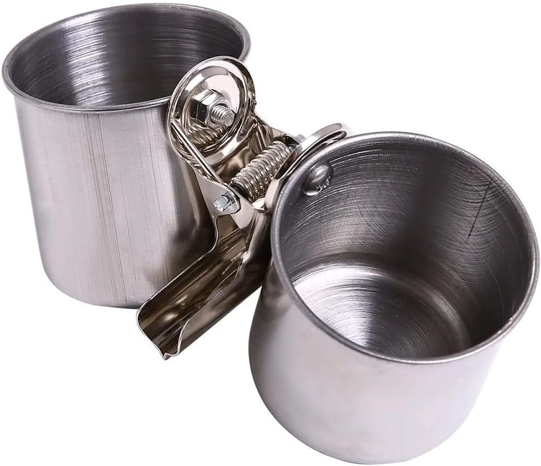 ظروف آبخوری پرندگان DELFINO کاسه پرنده برای قفس، فنجان، غذای طوطی، آویز حیوانات خانگی، کاسه های قفس پرندگان استیل ضد زنگ، نشیمنگاه های تغذیه، پایه بازی با گیره