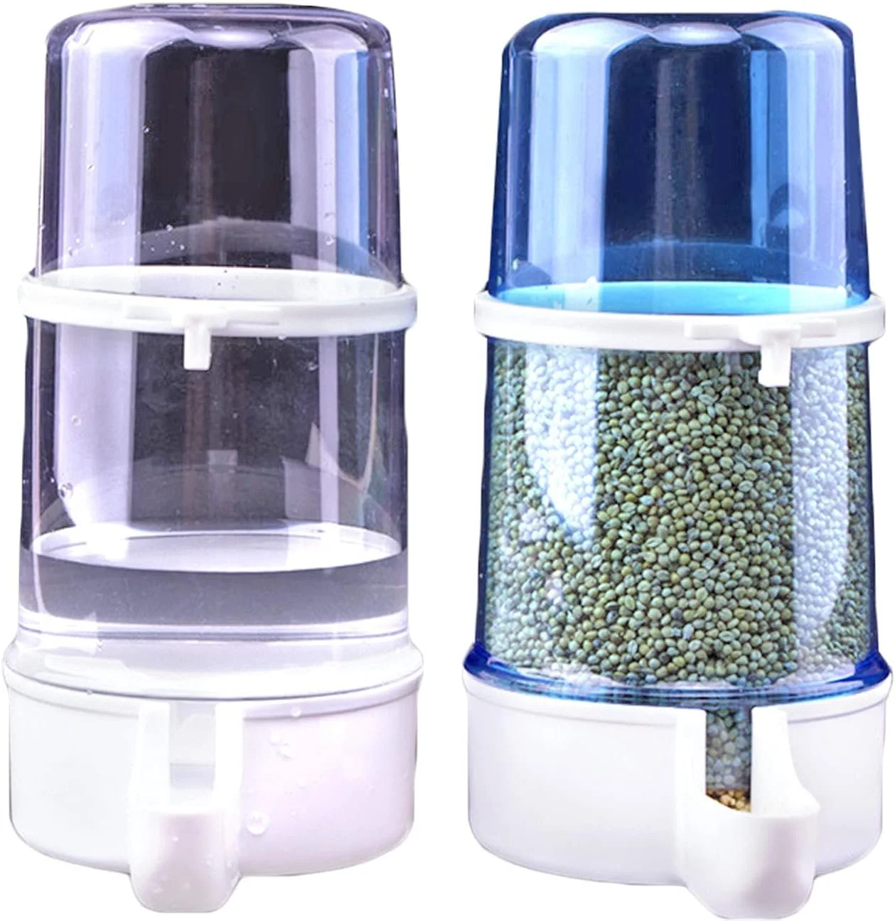 ظرف غذای پرنده پلاستیکی Cooci، 2 عدد - ظرف آب طوطی، گیره پلاستیکی آب پرنده برای لوازم جانبی قفس پرنده، طراحی با ظرفیت بزرگ