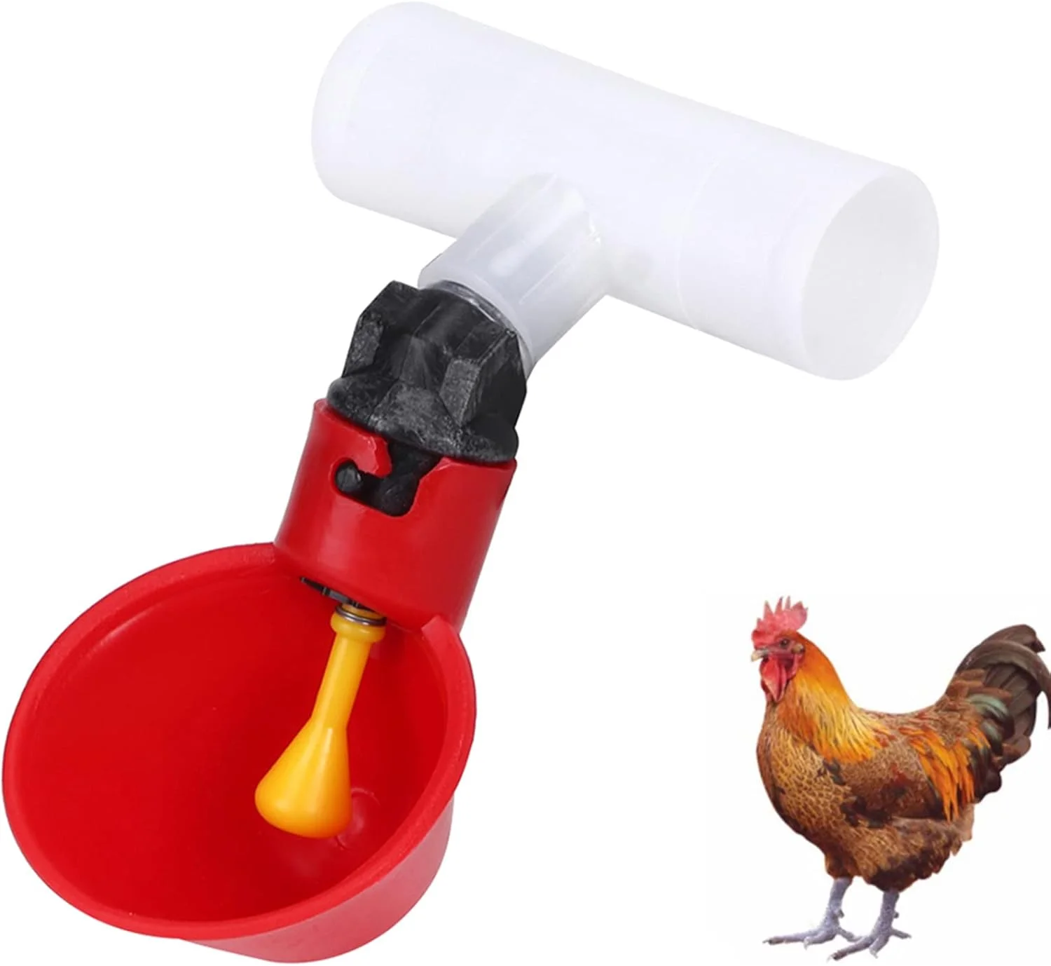 سیرانک 10 عدد کاسه آب اتوماتیک جوجه، اتصالات T شکل 1/2 اینچ، فنجان های آبخوری مرغ و پرندگان، کاسه آب پلاستیکی مرغ، خوراک دهنده طیور