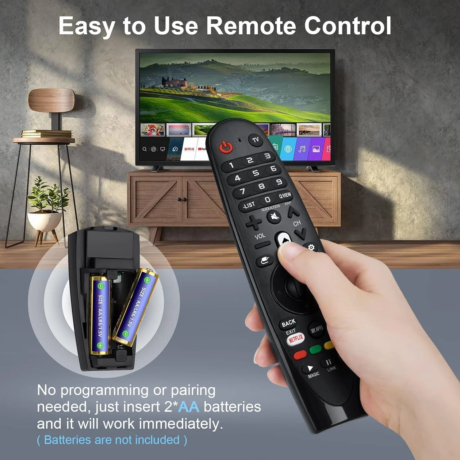 ریموت جادویی برای تلویزیون های هوشمند ال جی، جایگزین ریموت کنترل جادویی AN-MR20GA AN-MR19BA AN-MR18BA، بدون عملکرد اشاره گر و صدا ریموت جادویی برای تلویزیون های هوشمند ال جی، جایگزین ریموت کنترل جادویی AN-MR20GA AN-MR19BA AN-MR18BA، بدون عملکرد اشاره گر و صدا