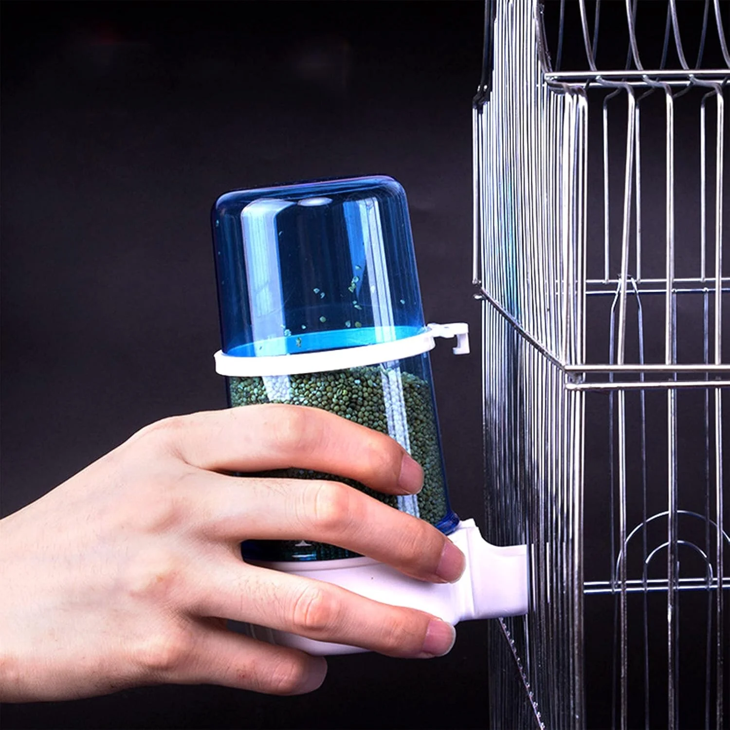 ظرف غذای پرنده پلاستیکی Cooci، 2 عدد - ظرف آب طوطی، گیره پلاستیکی آب پرنده برای لوازم جانبی قفس پرنده، طراحی با ظرفیت بزرگ