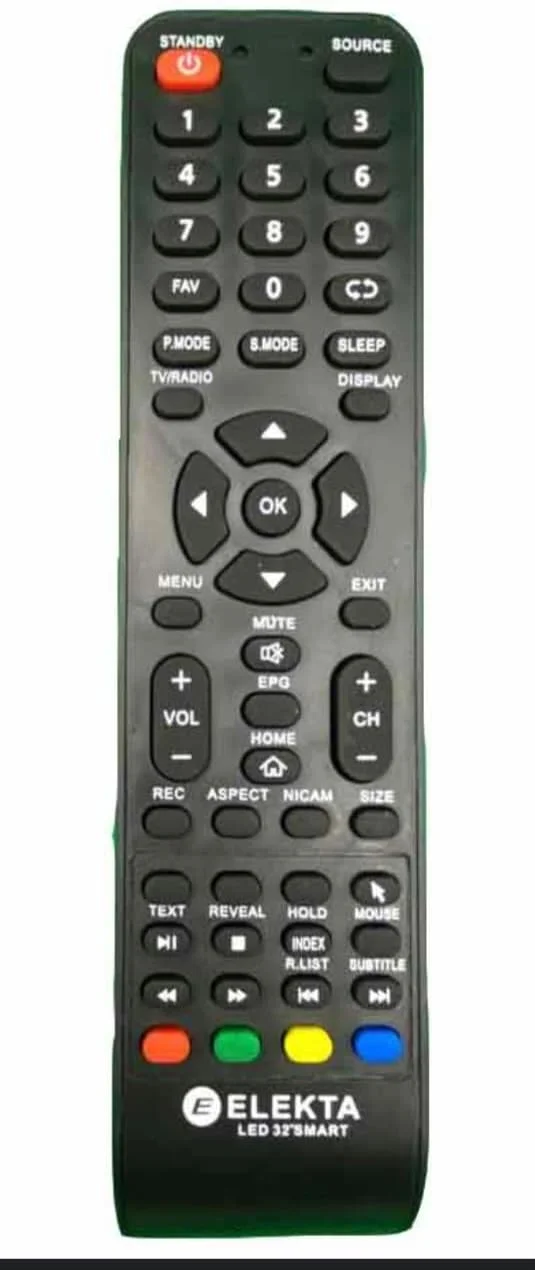 ریموت کنترل تلویزیون هوشمند ال ای دی الکتا، ریموت کنترل یونیورسال با صفحه کلید عددی، منو، کنترل صدا و کانال