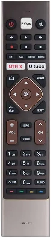 ریموت کنترل تلویزیون هایر مدل HTR-U27E سازگار با 7SEVEN®، مناسب برای تلویزیون های هوشمند اندروید 4K LED بدون قابلیت فرمان صوتی یا دستیار گوگل