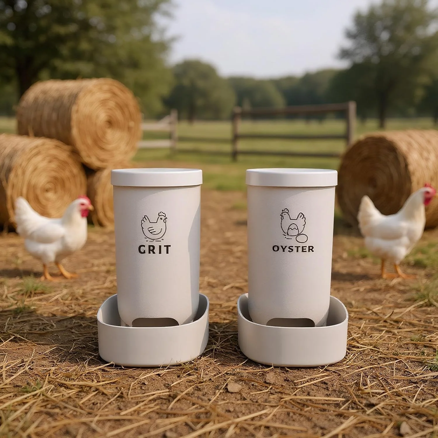 ظرف غذای مرغداری، ظرف دو تکه برای صدف و سنگریزه مرغ - جعبه غذادهی ضد آب، لوازم جانبی مرغداری برای خرگوش، بوقلمون، اردک، پرندگان، مناسب برای نگهداری در داخل و خارج از خانه و نصب روی حصار