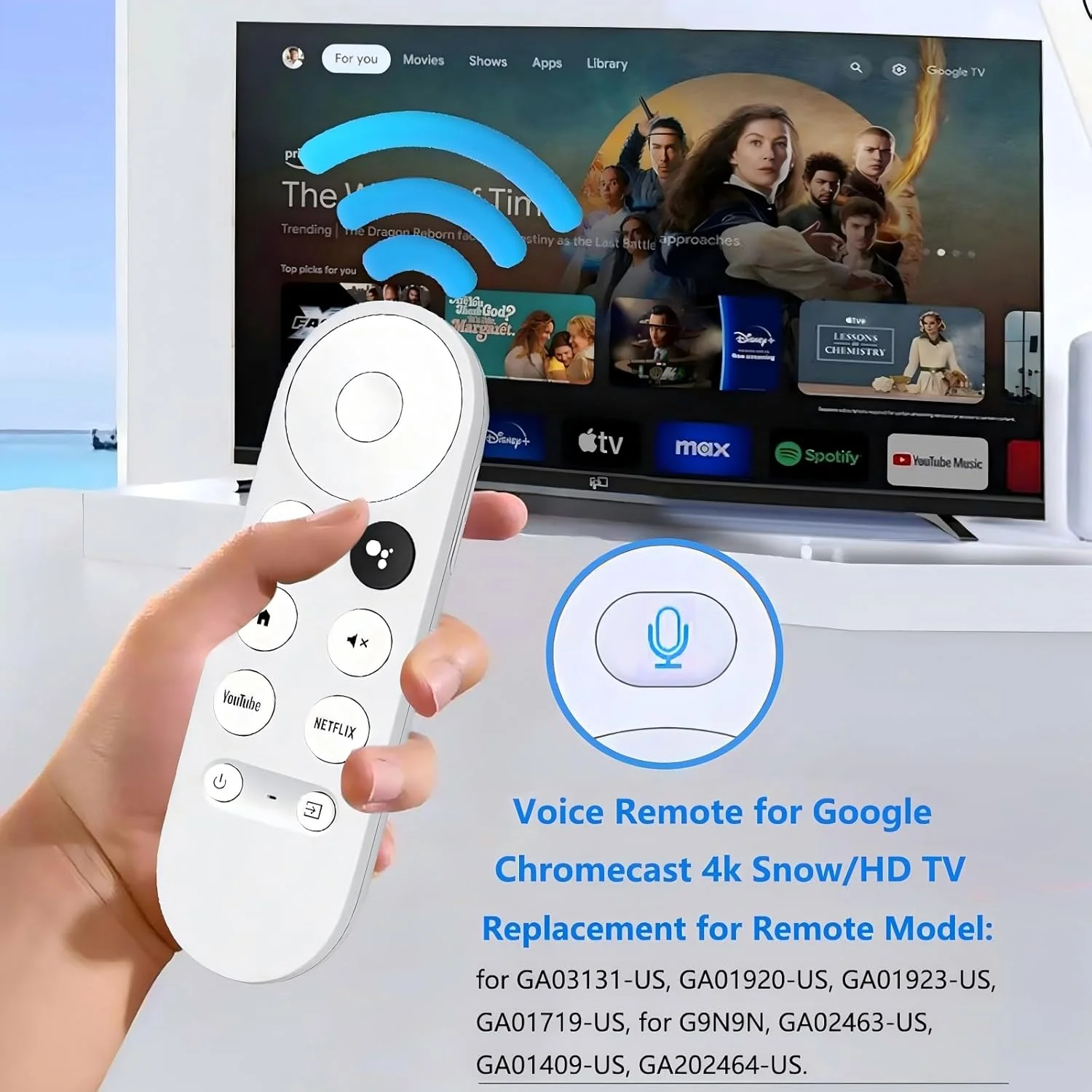 ریموت کنترل صوتی ارتقا یافته برای Google Chromecast 4k Snow TV، ریموت کنترل جایگزین G9N9N، GA01919-US، GA01920-US، GA01923-US، GA01409-US (فقط برای Snow Chromecast Google)