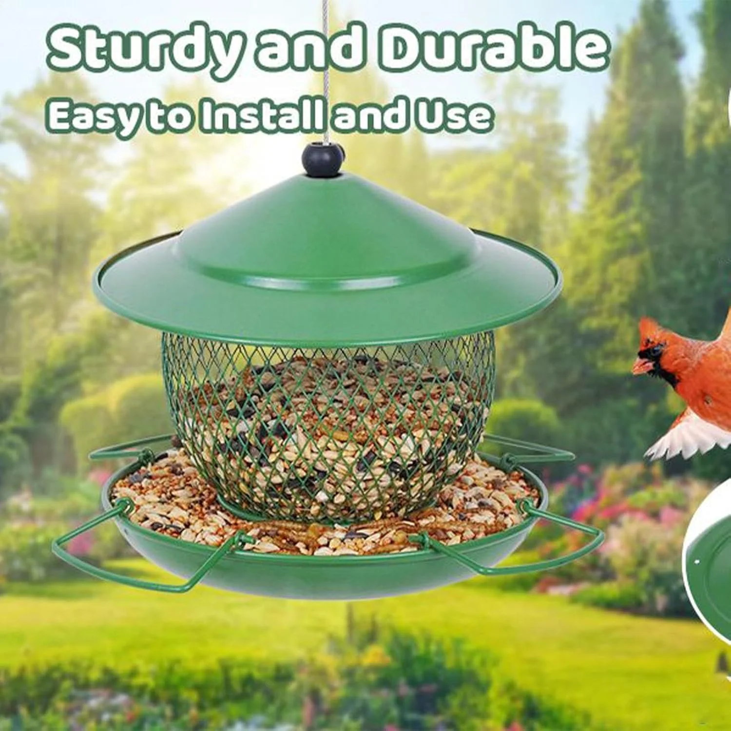 ظرف غذای پرنده برای فضای باز، ظرفیت بزرگ، قابل آویزان کردن | پخش کننده غذای چند منظوره برای طوطی، عروس هلندی، مرغ عشق، فنچ و مرغ مگس خوار