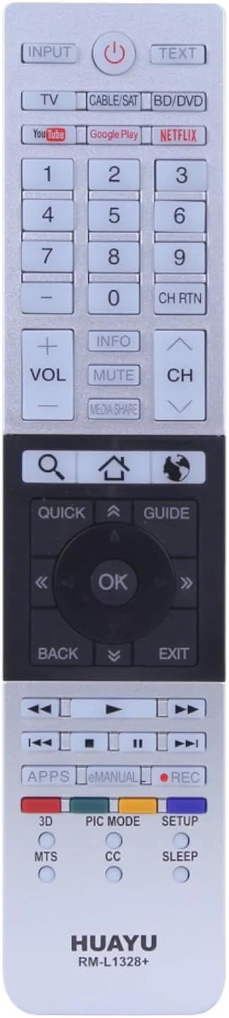 ریموت کنترل جهانی BURAQ برای تلویزیون های توشیبا، جایگزین ریموت کنترل برای تمام تلویزیون های LCD LED 3D HDTV 4K UHD Smart توشیبا