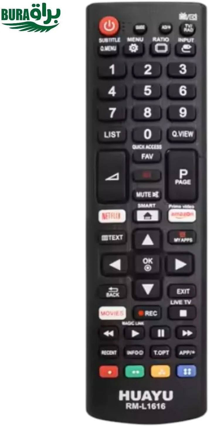 ریموت کنترل جهانی BURAQ برای تلویزیون های هوشمند ال جی، سازگار با تمام مدل های تلویزیون ال جی LCD LED OLED UHD HDTV 3D 4K Smart TV، جایگزین ریموت کنترل تلویزیون ال جی با دکمه های میانبر نتفلیکس و آمازون
