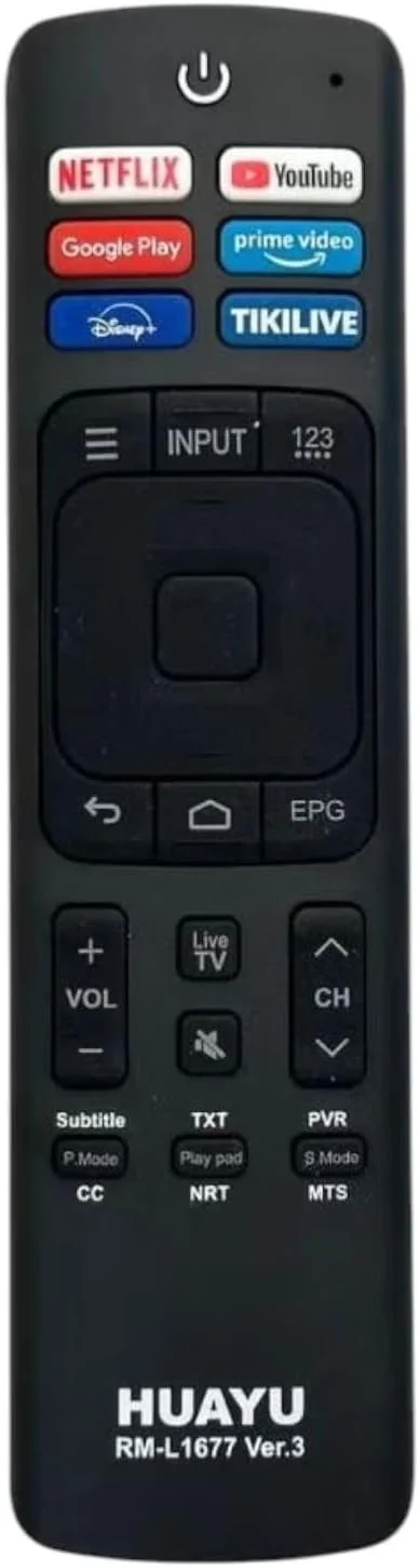 ریموت کنترل جایگزین BURAQ برای تلویزیون هوشمند Hisense VIDAA با دکمه های Netflix، Google Play، Sling، YouTube، Tikilive، Disney+ مدل های 55H9100E 655H9100E 65H9808