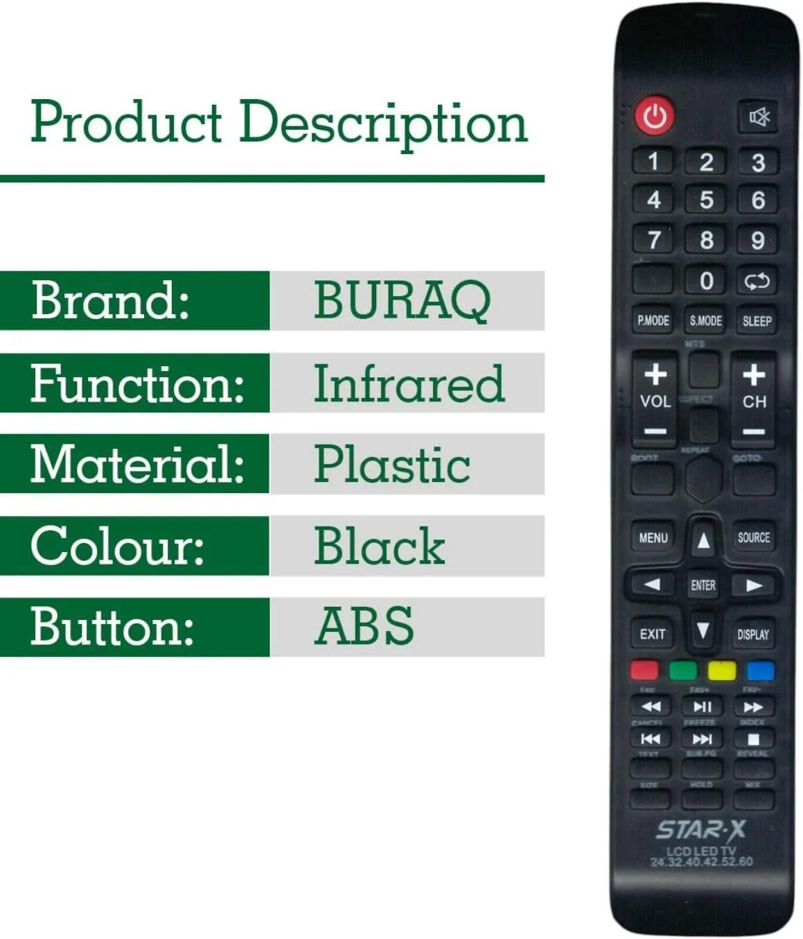 ریموت کنترل جایگزین BURAQ برای تلویزیون های هوشمند ال سی دی و ال ای دی استار ایکس