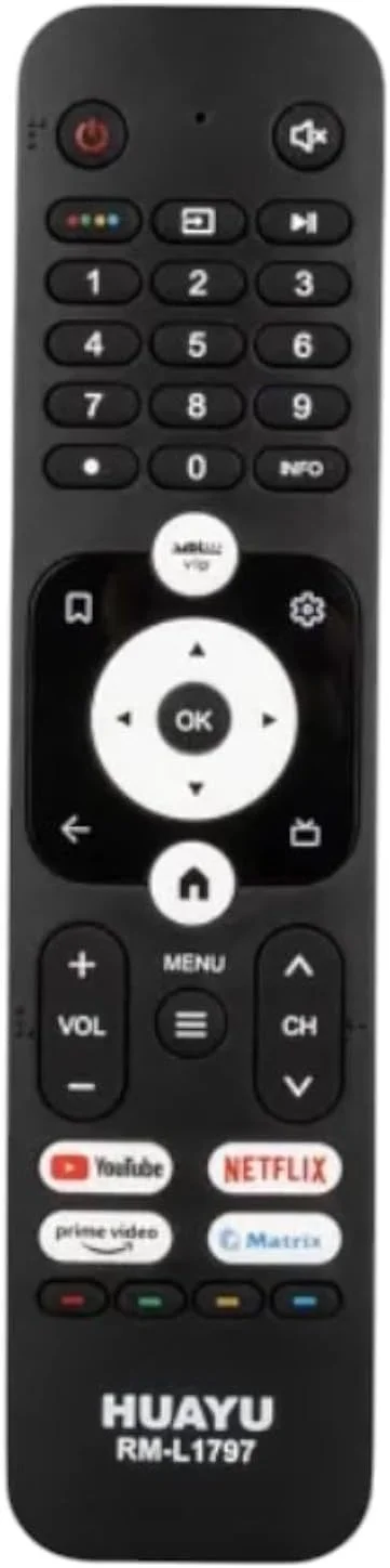 ریموت کنترل جایگزین BURAQ برای تلویزیون های ال سی دی و ال ای دی هایر با کلیدهای میانبر نتفلیکس، یوتیوب، پرایم ویدیو، ماتریکس (نیاز به تنظیم)