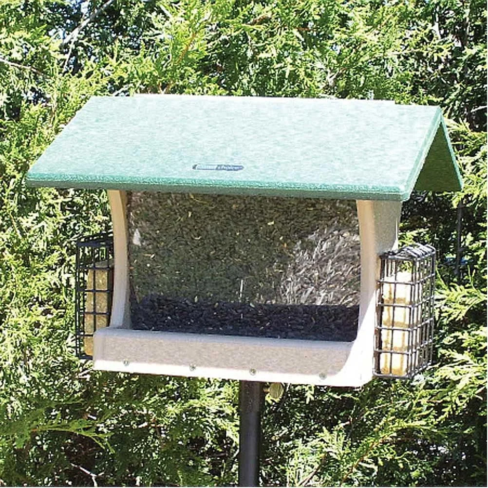 دان خوری دو طرفه قیفی Birds Choice مدل SN300-S، دان خوری بازیافتی با دو قفسه چربی، بزرگ، کرم/سبز دان خوری دو طرفه قیفی Birds Choice مدل SN300-S، دان خوری بازیافتی با دو قفسه چربی، بزرگ، کرم/سبز