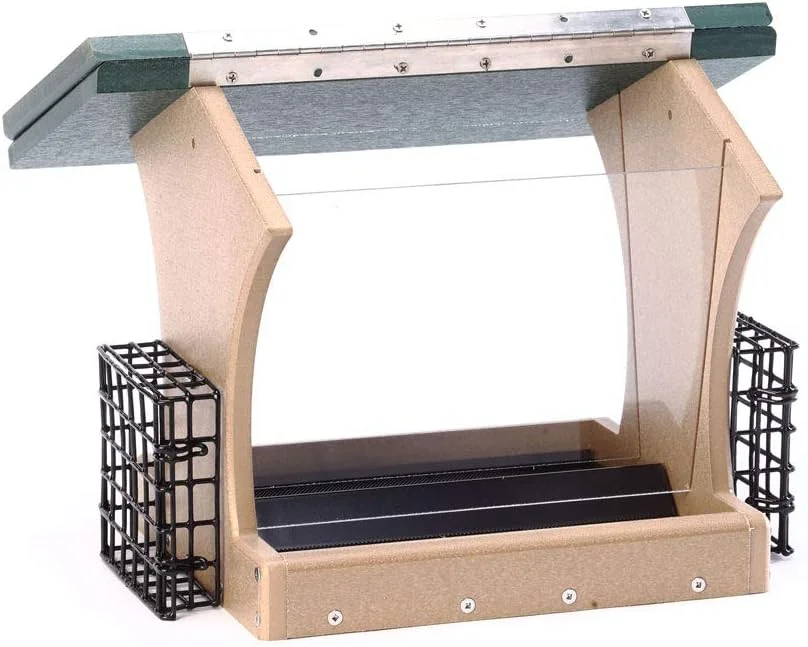 دان خوری دو طرفه قیفی Birds Choice مدل SN300-S، دان خوری بازیافتی با دو قفسه چربی، بزرگ، کرم/سبز دان خوری دو طرفه قیفی Birds Choice مدل SN300-S، دان خوری بازیافتی با دو قفسه چربی، بزرگ، کرم/سبز