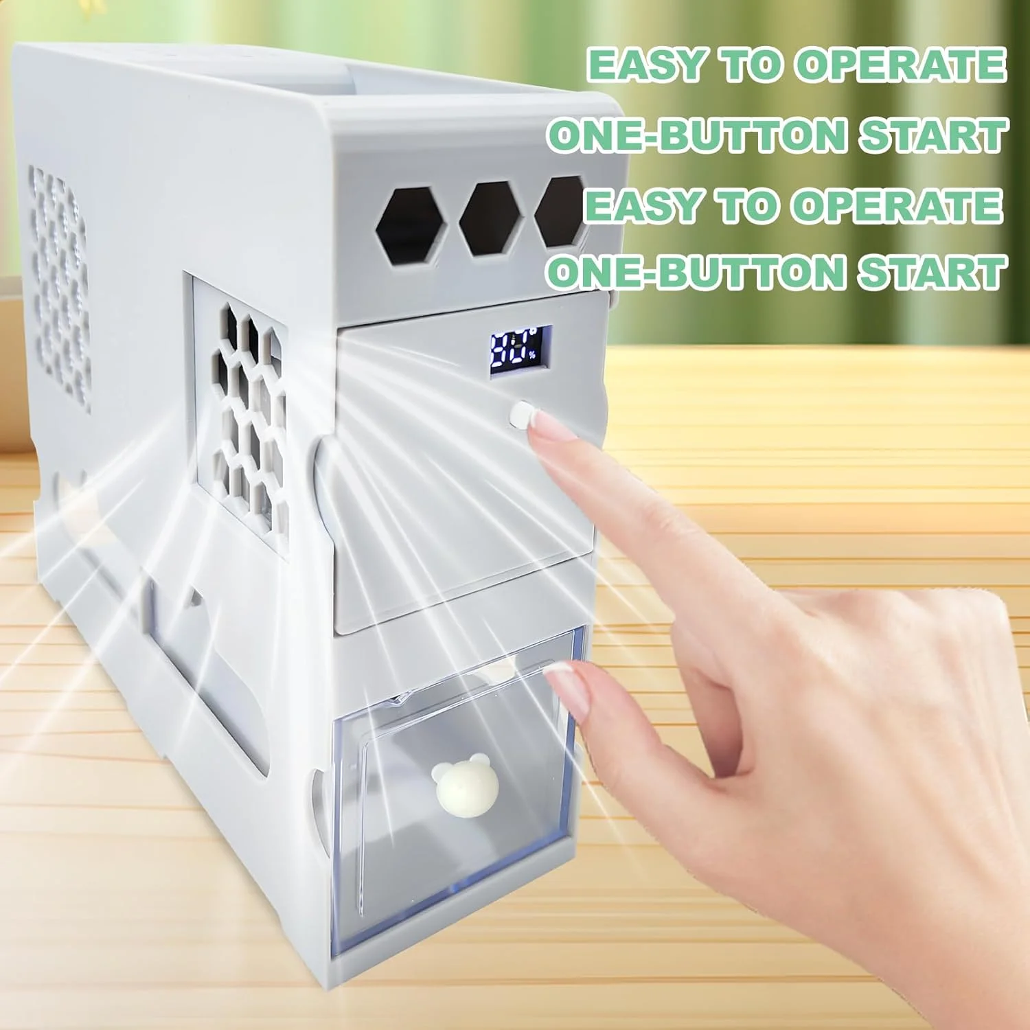 دستگاه فید پرنده، دستگاه دمنده پوسته بدون نیاز به مونتاژ، جداکننده پوسته بادی، دستگاه تمیز کننده دانه پرنده، با فن سرعت قابل تنظیم، نمایشگر دیجیتال هوشمند، قابل شارژ و شستشو، پوسته‌کنی سریع