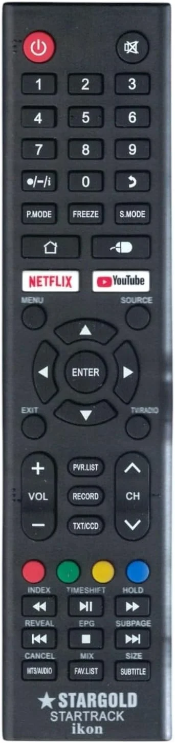 ریموت کنترل جایگزین BURAQ برای تلویزیون های هوشمند Stargold، Star Track و ikon LCD LED با دکمه های YouTube و Netflix