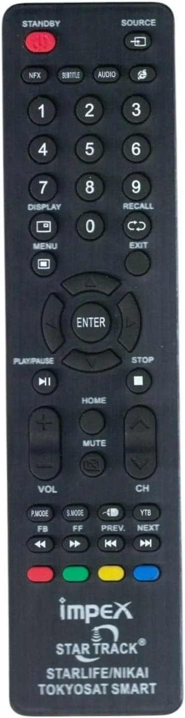 ریموت کنترل جایگزین BURAQ برای تلویزیون های ایمپکس، استار ست، جی وی سی، نیکای، گیپاس، ویدئوکان، توکیوسات، ال سی دی و ال ای دی هوشمند