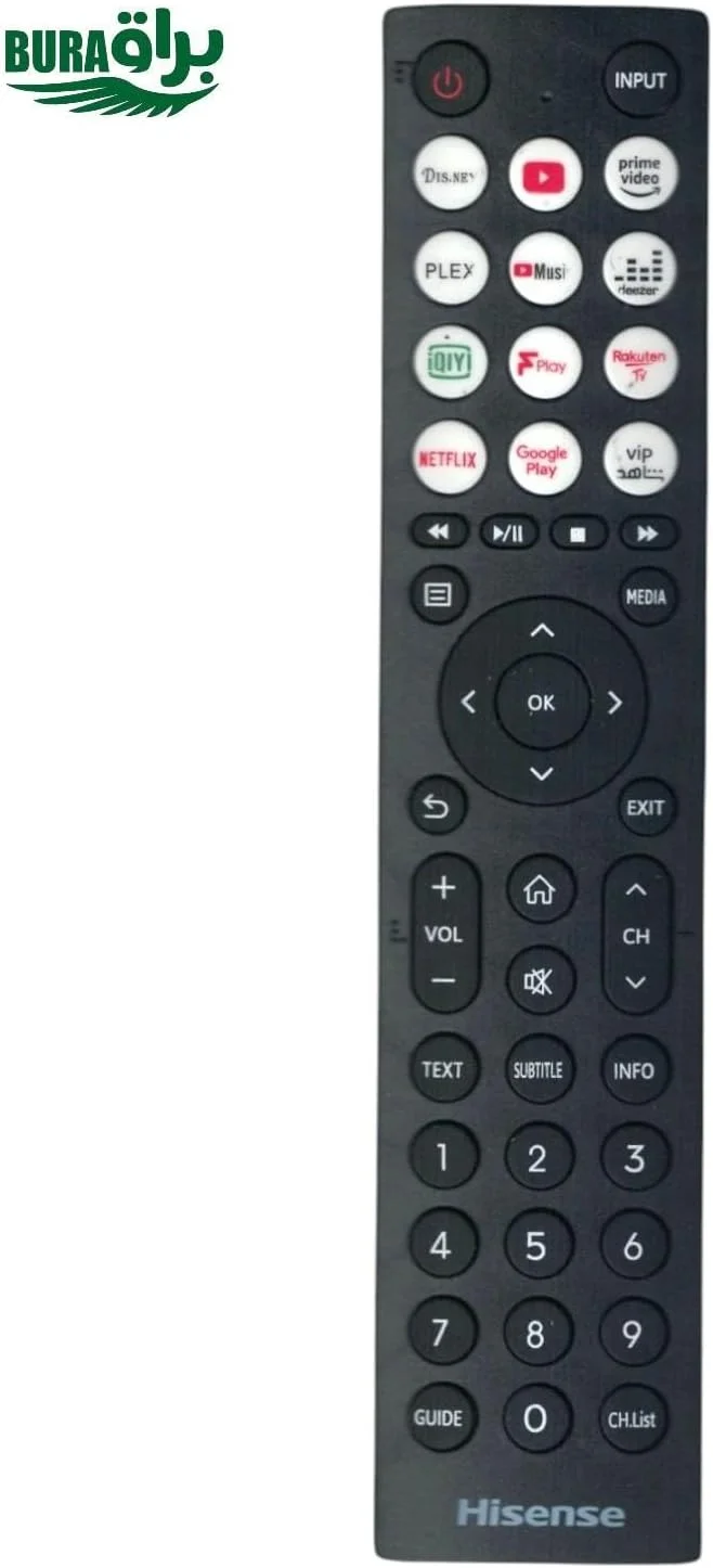 ریموت کنترل جایگزین BURAQ برای تلویزیون های Hisense مدل EN2Q36H، مناسب برای تلویزیون های هوشمند Hisense VIDAA 4K HDTV FHD QLED LCD LED