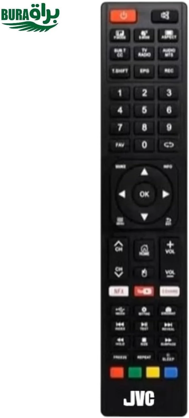 ریموت کنترل جایگزین BURAQ سازگار با تلویزیون های هوشمند ال سی دی ال ای دی JVC (نوع 1)