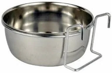 ظروف استیل ضد زنگ پرندگان با قلاب کروم (آویز) 887 میلی لیتر - ست 2 عددی "مناسب برای ماکائو، کاکادو، طوطی خاکستری، اکلکتوس، نوک‌شاخ، خرگوش" - ارسال توسط فدکس