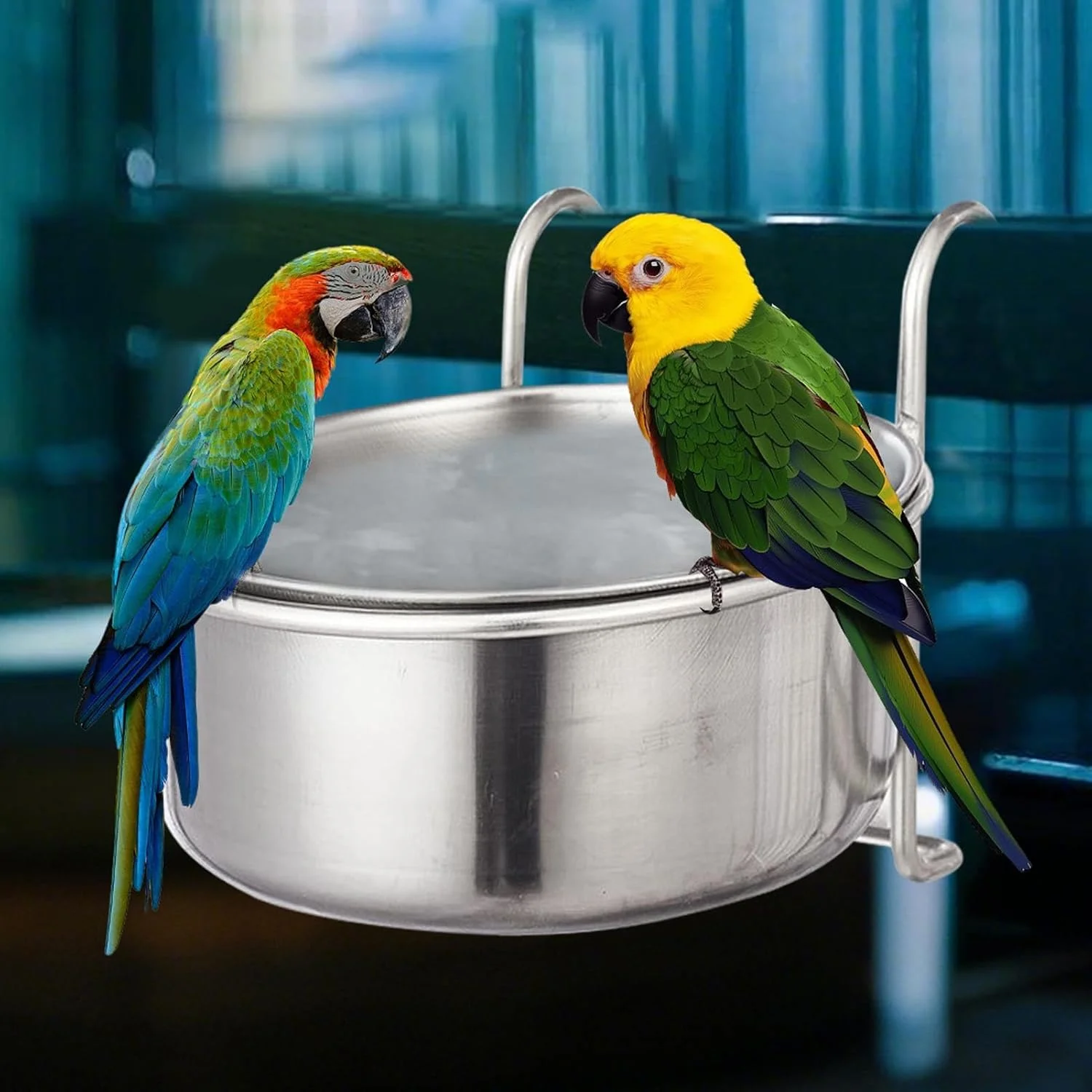 کاسه های قفس پرنده - فنجان های غذای طوطی قابل حمل | کاسه آب ضد ریزش استیل ضد زنگ معلق و محکم برای کوکاتیل، کانور، مرغ عشق، پاراکیت