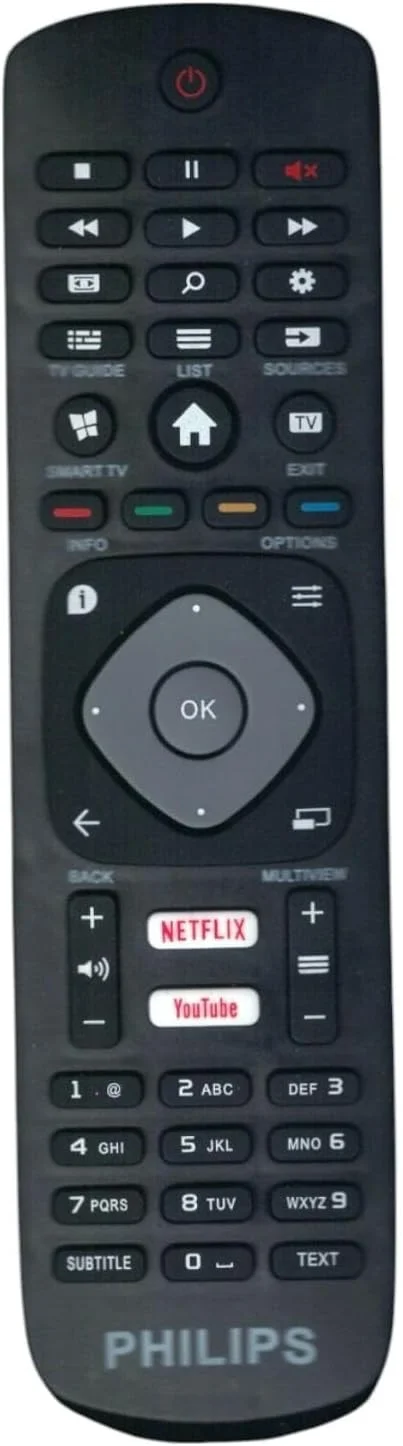 ریموت کنترل جایگزین BURAQ برای تلویزیون هوشمند ال ای دی ال سی دی فیلیپس با دکمه های میانبر یوتیوب و نتفلیکس