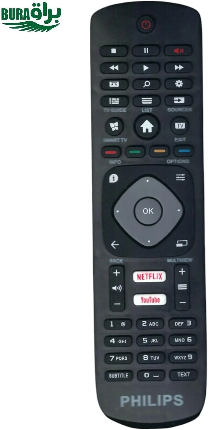 ریموت کنترل جایگزین BURAQ برای تلویزیون هوشمند ال ای دی ال سی دی فیلیپس با دکمه های میانبر یوتیوب و نتفلیکس