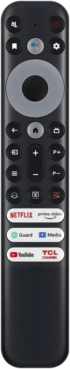 ریموت کنترل جایگزین BURAQ مدل RC902V برای تلویزیون هوشمند گوگل TCL با دکمه‌های Netflix، Prim Vido، YouTube، Guard، Media و TCL Channel (بدون عملکرد صوتی)