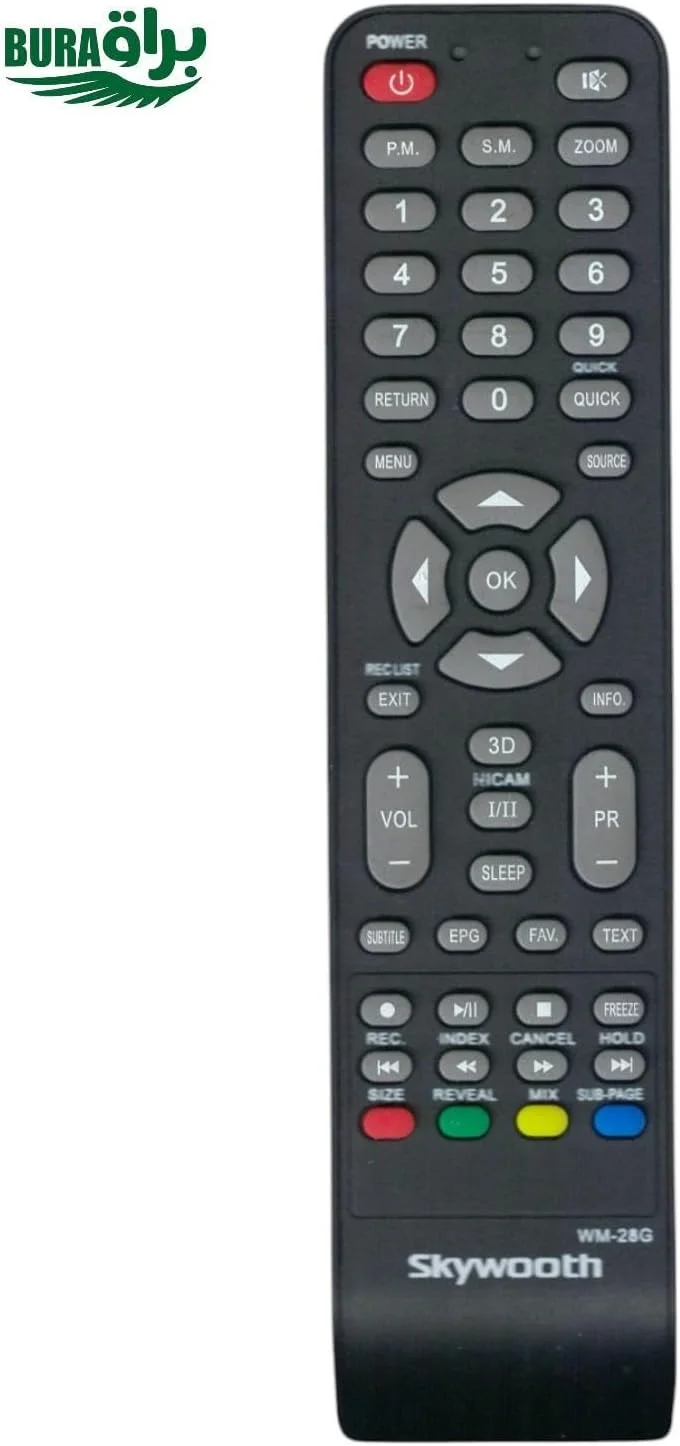 ریموت کنترل جایگزین BURAQ سازگار با تلویزیون هوشمند ال ای دی Skyworth مدل‌های 24E66A، 32E66A، 50E58، 32E57، 32E36، 24E58A، 42E38، 39E36، 42E66A، 40E360 و تلویزیون هوشمند ال ای دی Coocaa سری 32W4