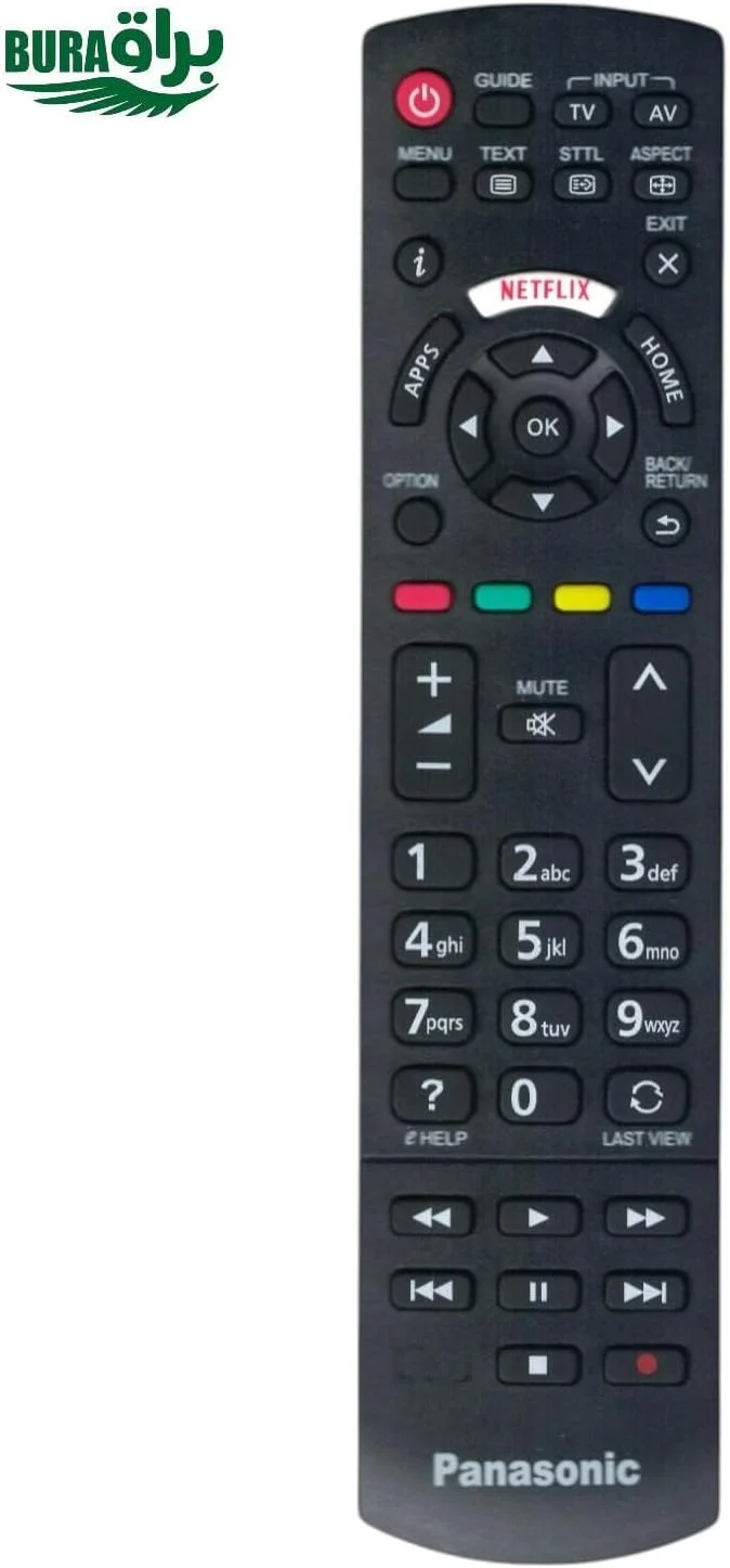 ریموت کنترل جایگزین BURAQ سازگار با ریموت کنترل تلویزیون پاناسونیک RC1008 دارای دکمه های Netflix Home Apps سازگار با تلویزیون هوشمند LCD/LED مدل های TC-P50S60 TC-P55S60 TC-P60S60