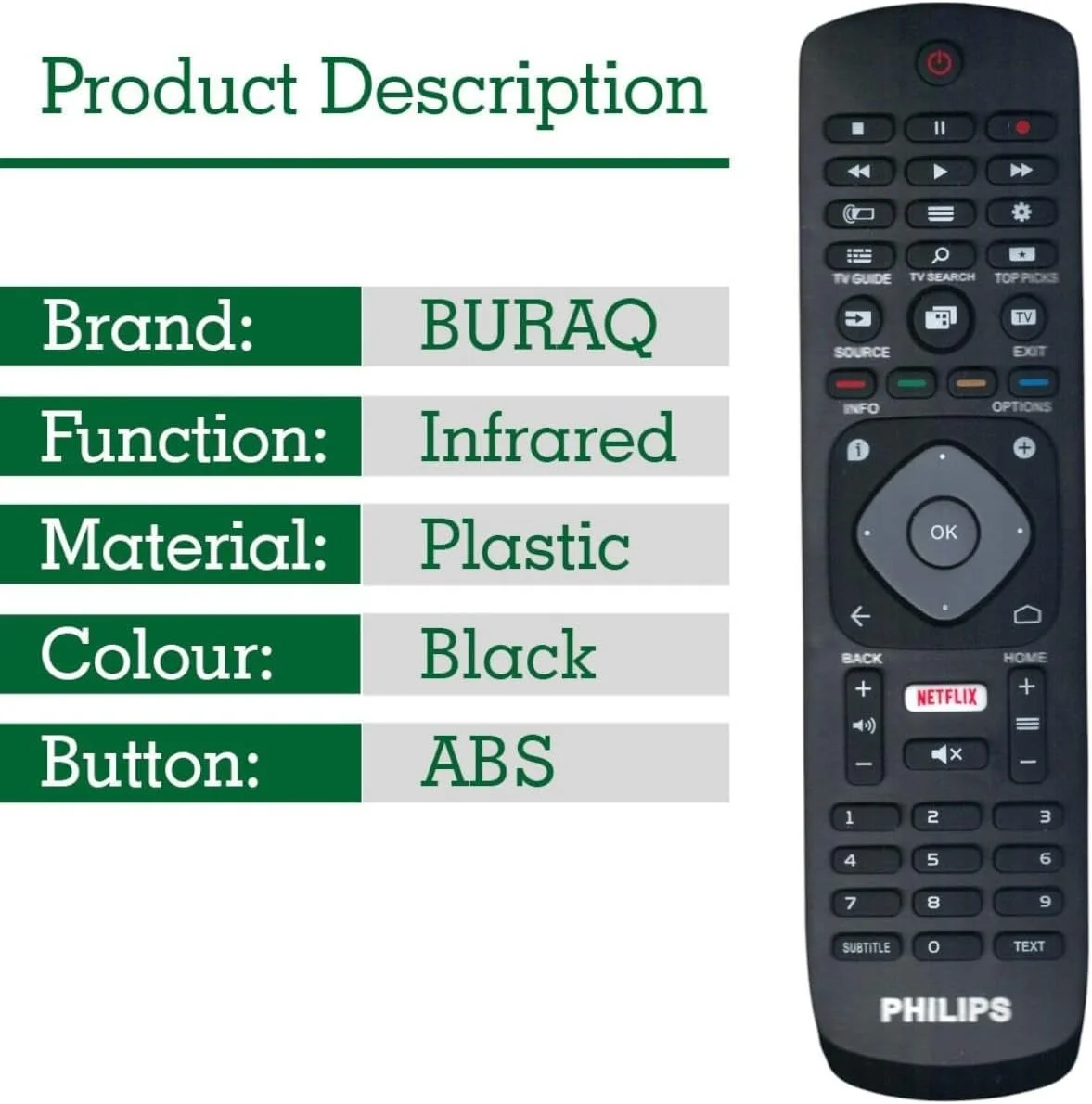 ریموت کنترل جایگزین BURAQ مناسب برای تلویزیون ال ای دی فیلیپس 50PUT6103 50PUT6103/56 55PUT6103 55PUT6103/56 32PHT5102 32PHT5102/79 43PFT5102 43PFT5102/79 50PUT6102 50PUT6102/79 50PUT6103 50PUT6103/75 ریموت کنترل جایگزین BURAQ مناسب برای تلویزیون ال ای دی فیلیپس 50PUT6103 50PUT6103/56 55PUT6103 55PUT6103/56 32PHT5102 32PHT5102/79 43PFT5102 43PFT5102/79 50PUT6102 50PUT6102/79 50PUT6103 50PUT6103/75
