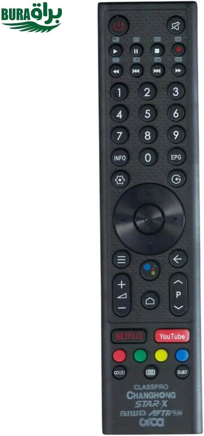 ریموت کنترل تلویزیون BURAQ برای تلویزیون های Class Pro، تلویزیون هوشمند CHANGHONG، تلویزیون Star-X، تلویزیون Arwa، تلویزیون LCD LED Aftron