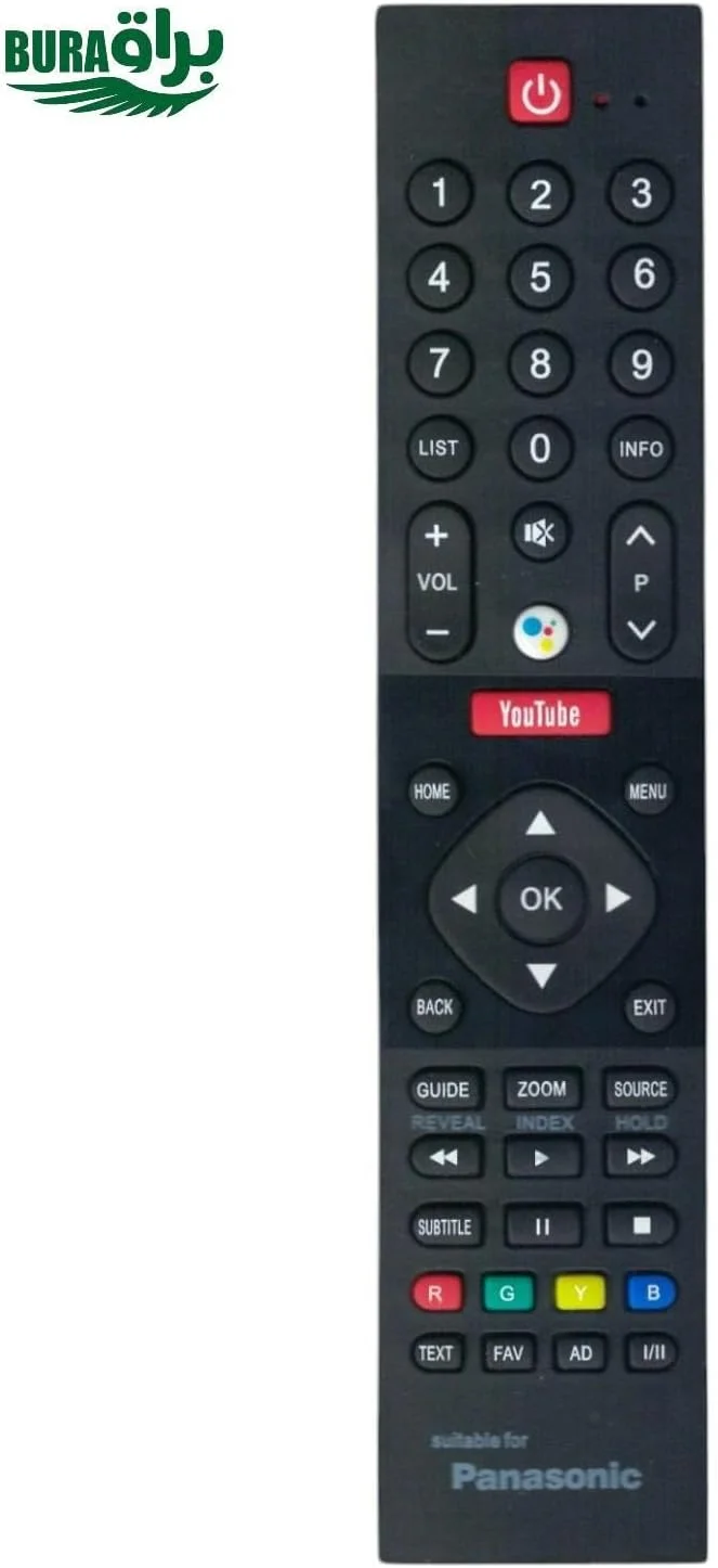 ریموت کنترل جایگزین BURAQ سازگار با تلویزیون های هوشمند LED LCD HD پاناسونیک با عملکرد یوتیوب