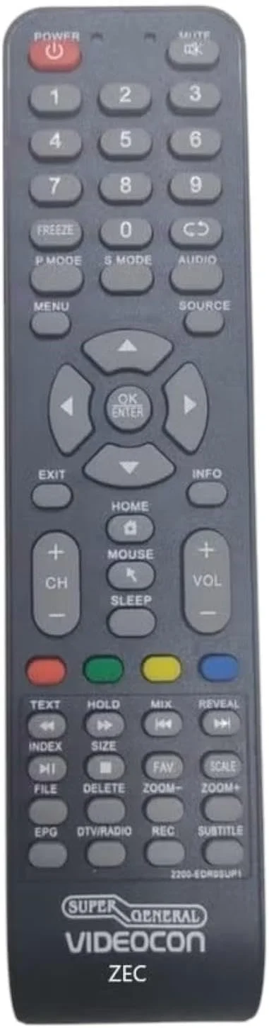 ریموت کنترل BURAQ برای تلویزیون های هوشمند ال سی دی ال ای دی Super General، Videocon، ZEC