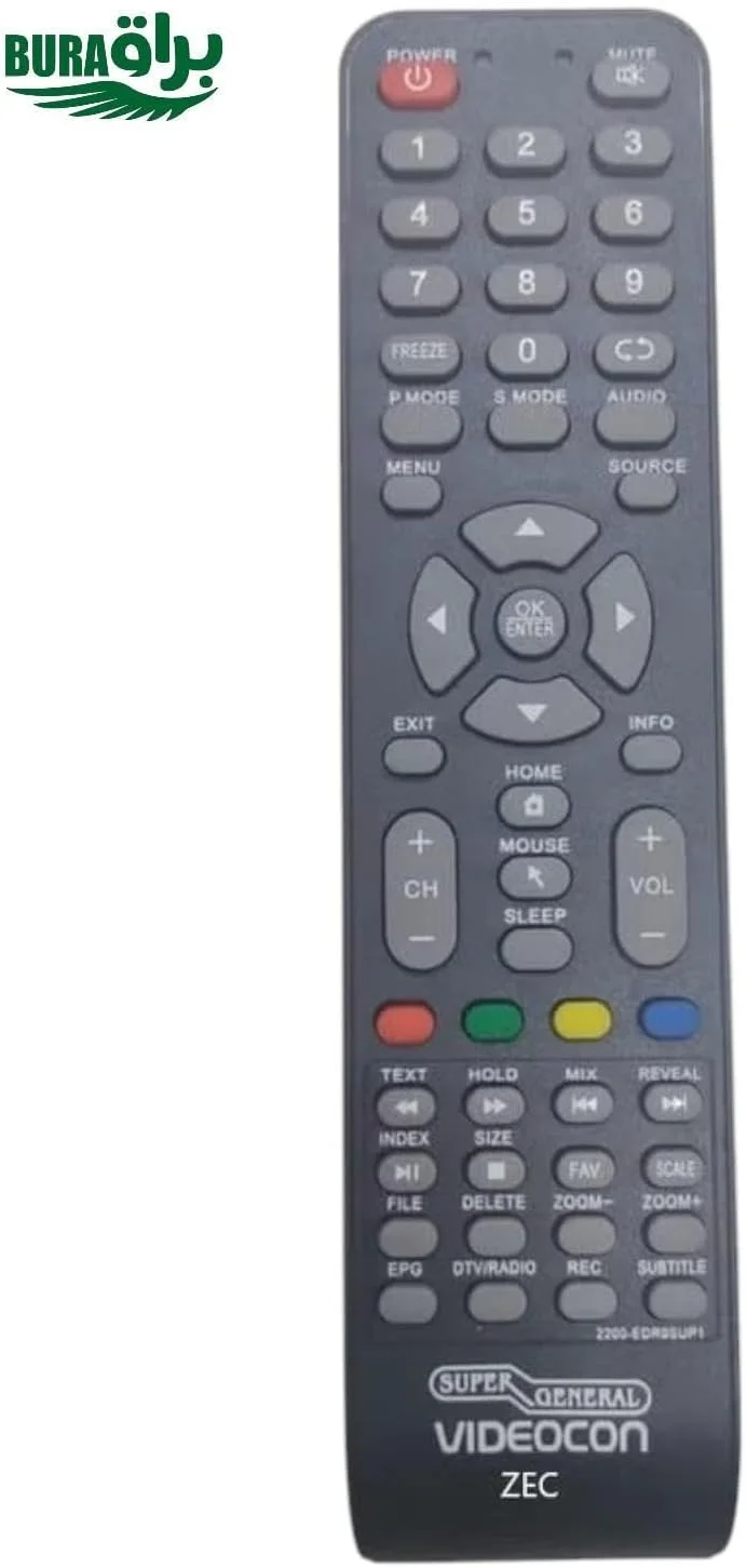 ریموت کنترل BURAQ برای تلویزیون های هوشمند ال سی دی ال ای دی Super General، Videocon، ZEC