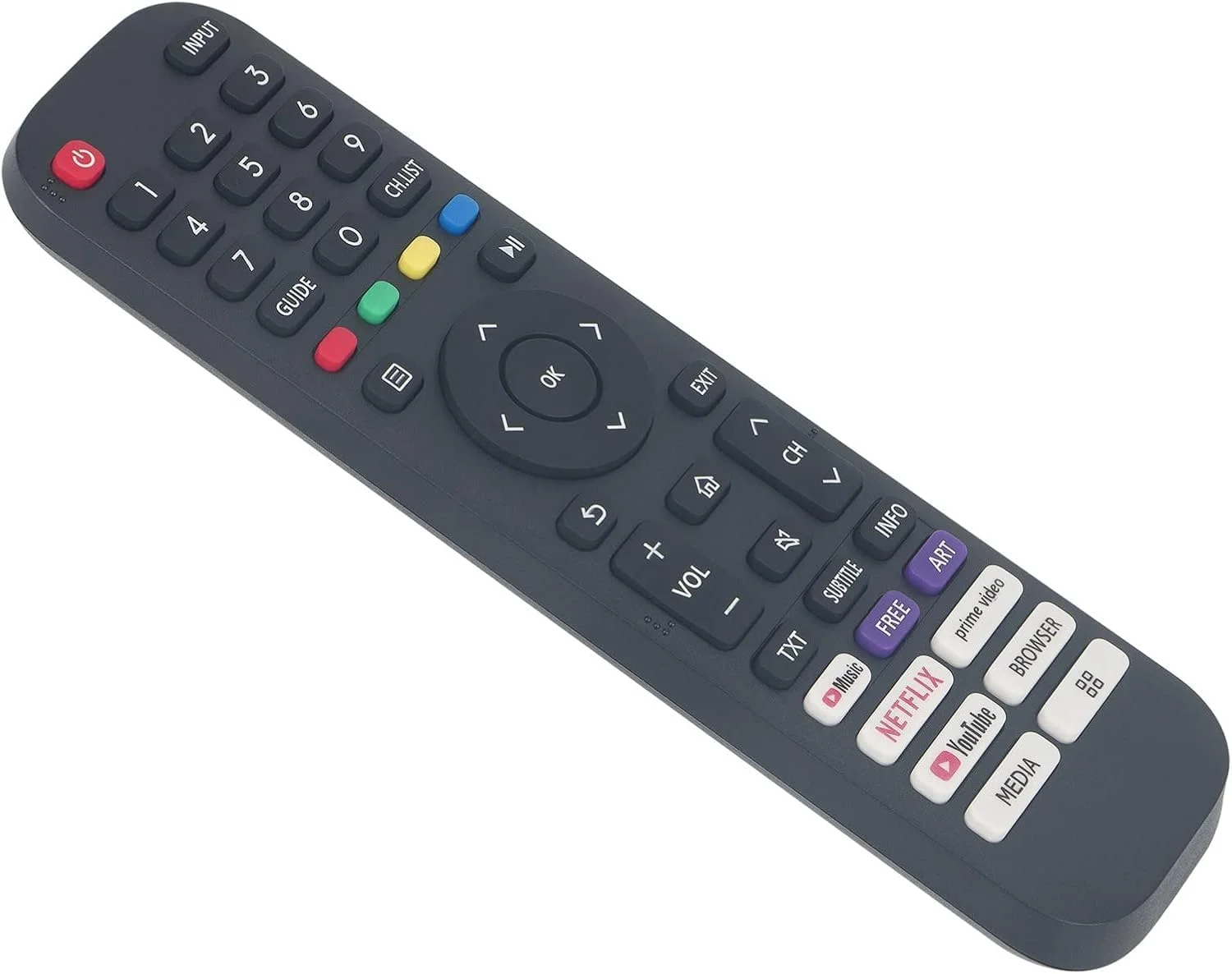 ریموت کنترل جایگزین BURAQ EN2J30H مناسب برای تلویزیون های Hisense VIDAA مدل های 70S5 و 65A7500F