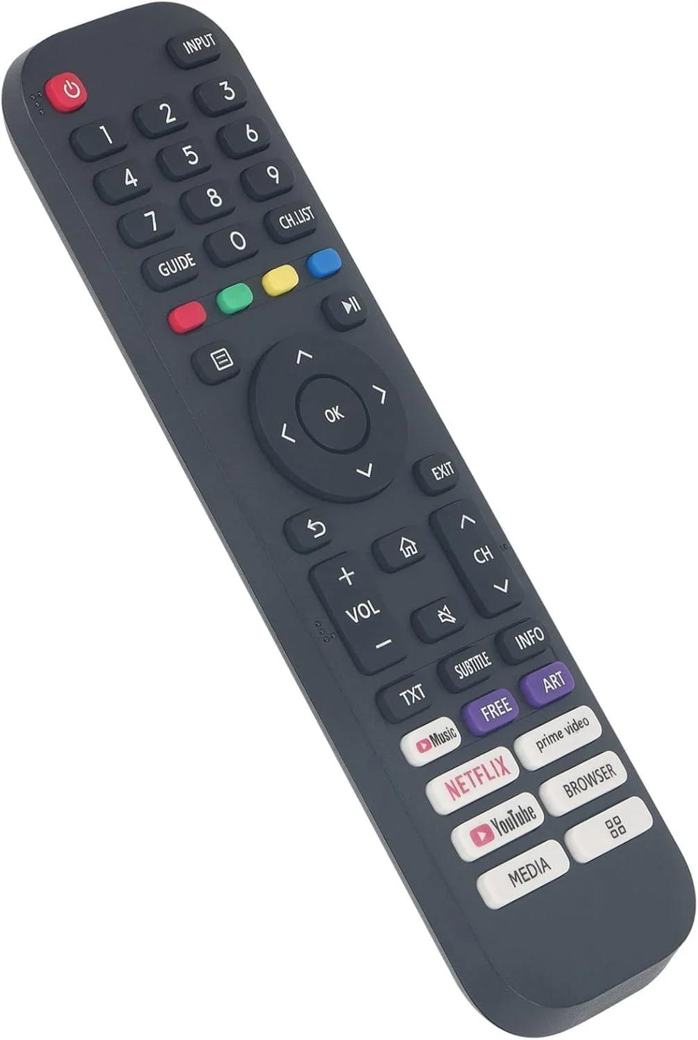 ریموت کنترل جایگزین BURAQ EN2J30H مناسب برای تلویزیون های Hisense VIDAA مدل های 70S5 و 65A7500F