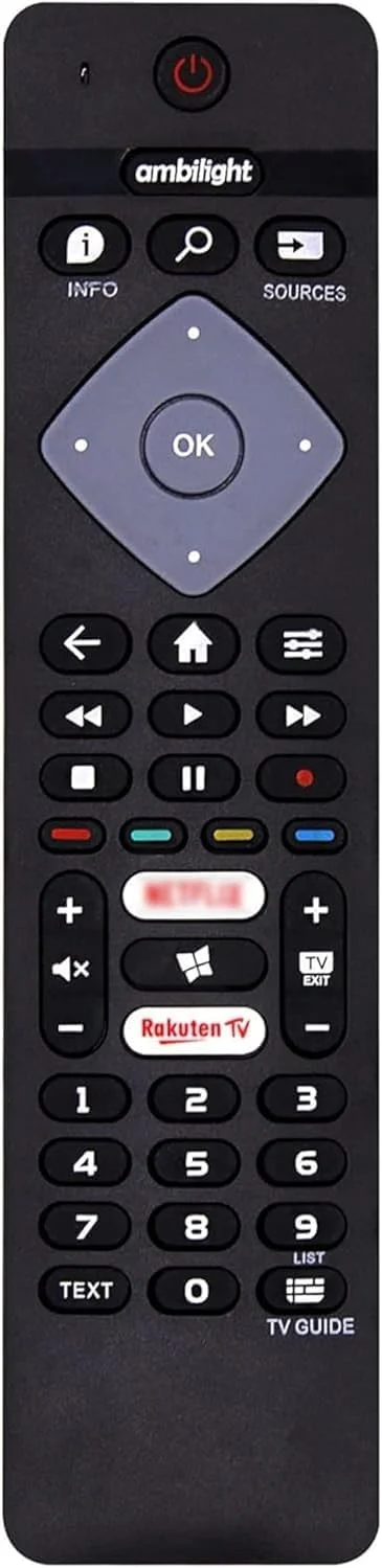 ریموت کنترل جایگزین یونیورسال فیلیپس مدل BURAQ BRC0884301/01 برای تلویزیون های هوشمند Ambilight LCD LED 3D HD دارای دکمه Ambilight - ریموت کنترل جایگزین تلویزیون فیلیپس