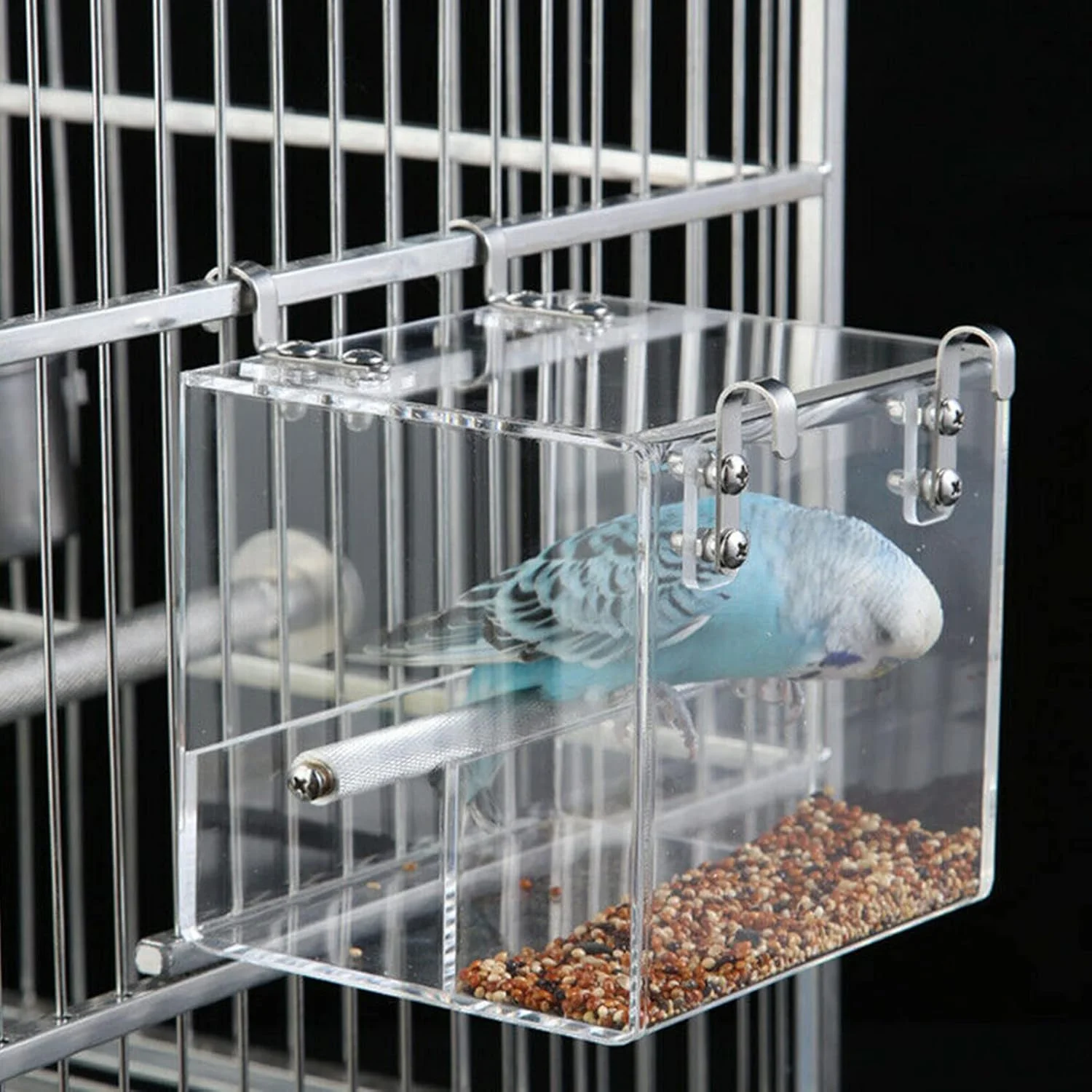 ظرف غذای پرنده اتوماتیک SETCO بدون ایجاد آشفتگی، قفس پرنده، ظرف غذای دانه برای طوطی برزیلی، قناری، عروس هلندی، طوطی، فنچ، قناری، اکریلیک (کوچک)