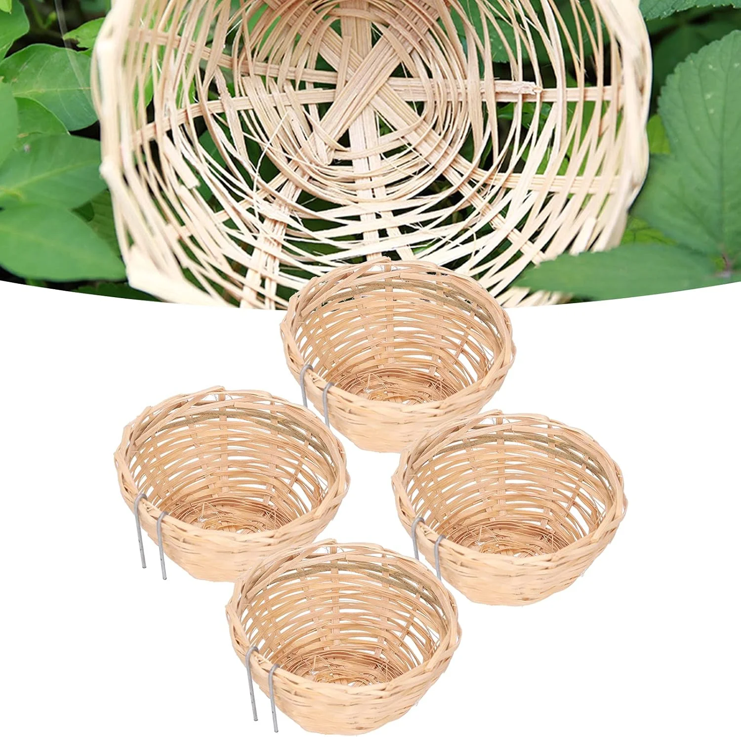 ست 4 عددی لانه پرنده، لانه بافتنی برای پرورش و استراحت پرندگان، لوازم پرندگان، لانه پرنده دست ساز برای طوطی ها و قناری ها