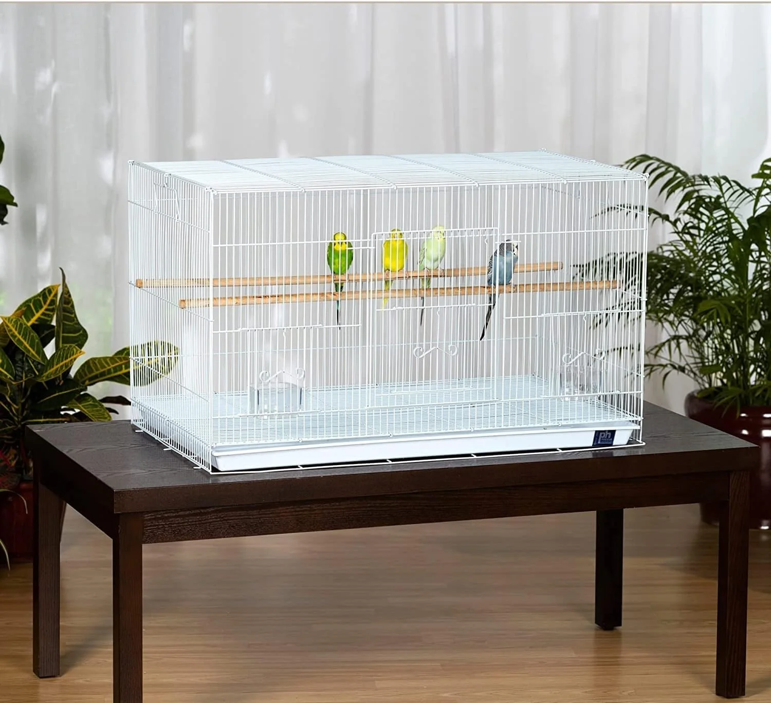 قفس پرنده مستطیلی قابل انباشت Vsell24™ مناسب برای پرورش پرندگان، قناری، مرغ عشق، طوطی برزیلی، فنچ، عروس هلندی و طوطی های کوچک با سینی کشویی - سفید