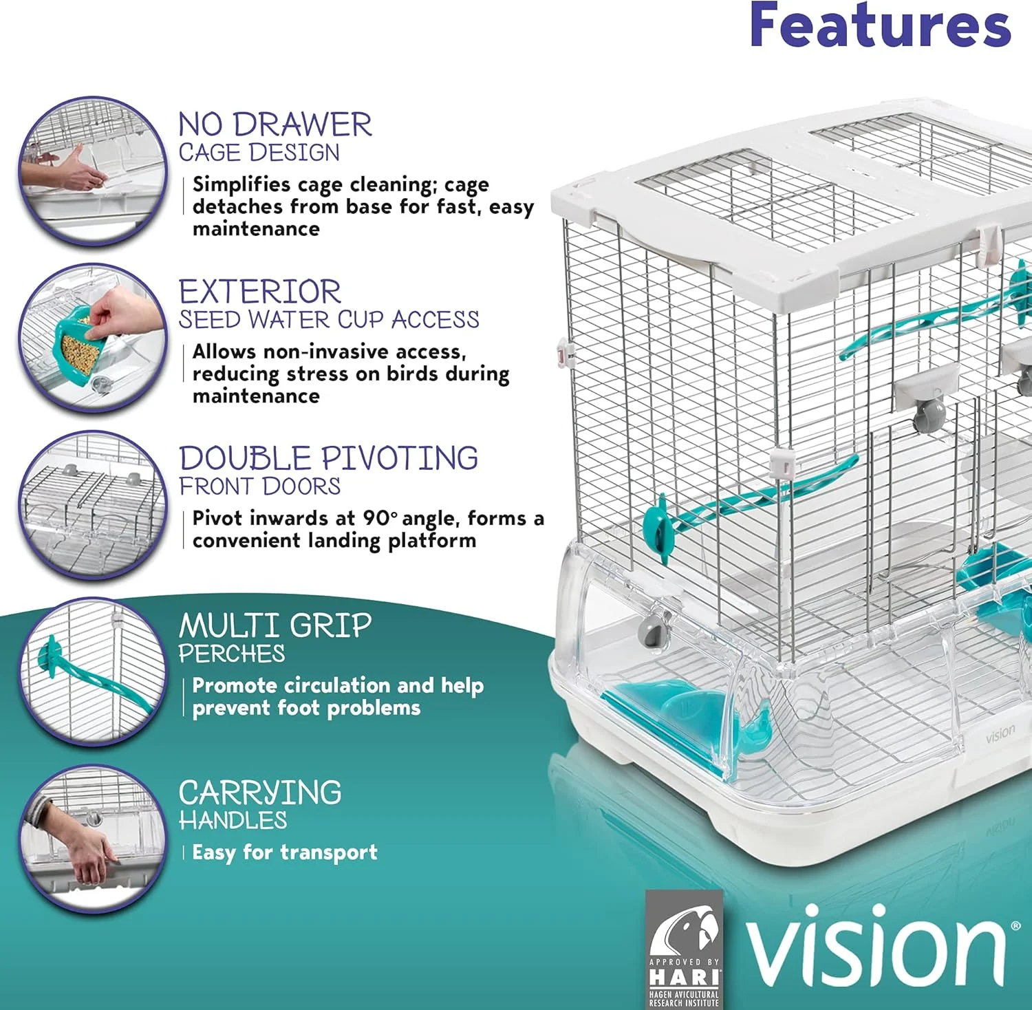 قفس/خانه پرندگان ویژن معمولی، 47.5 X 35.6 X 50.8 سانتی متر، کوچک
