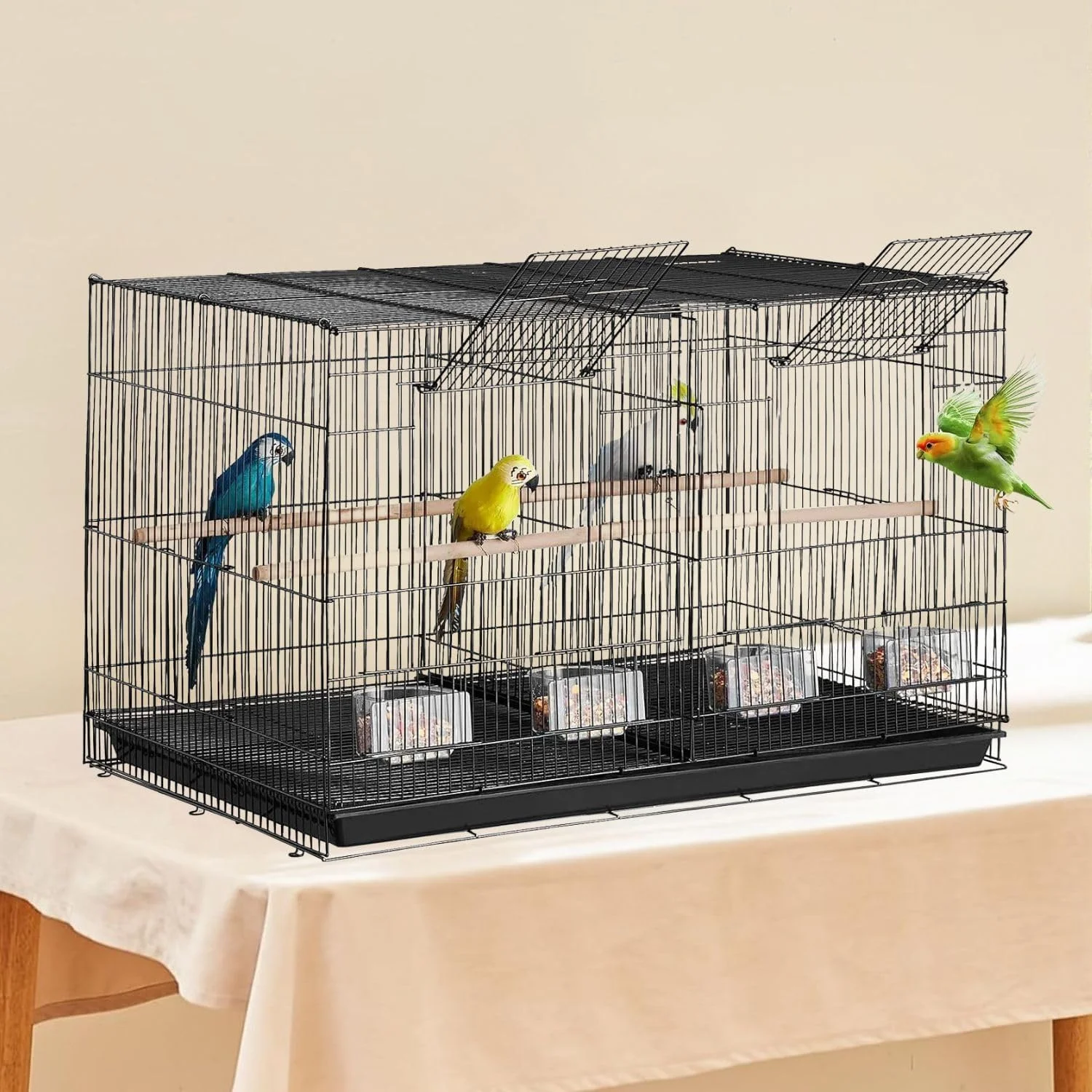 قفس پرندگان پارتیشن دار VAYINATO Petzlifeworld به طول 2 فوت، مشکی، مناسب برای همه پرندگان کوچک