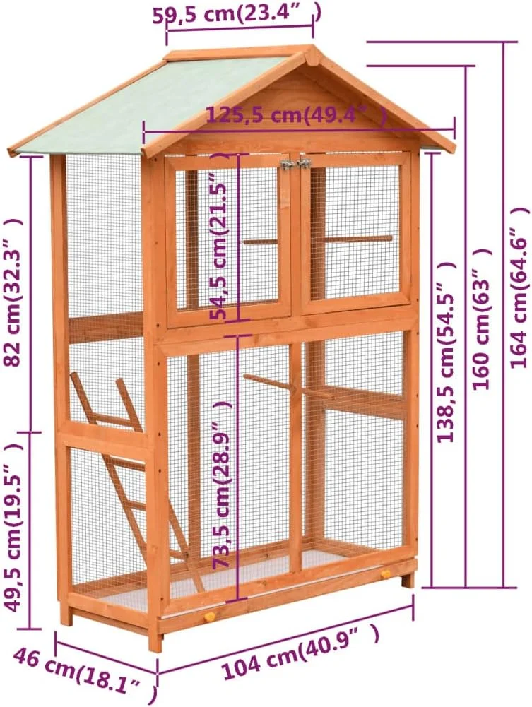 قفس پرنده وایداایکس‌ال چوب کاج و نراد جامد 125.5x59.5x164 سانتی‌متر
