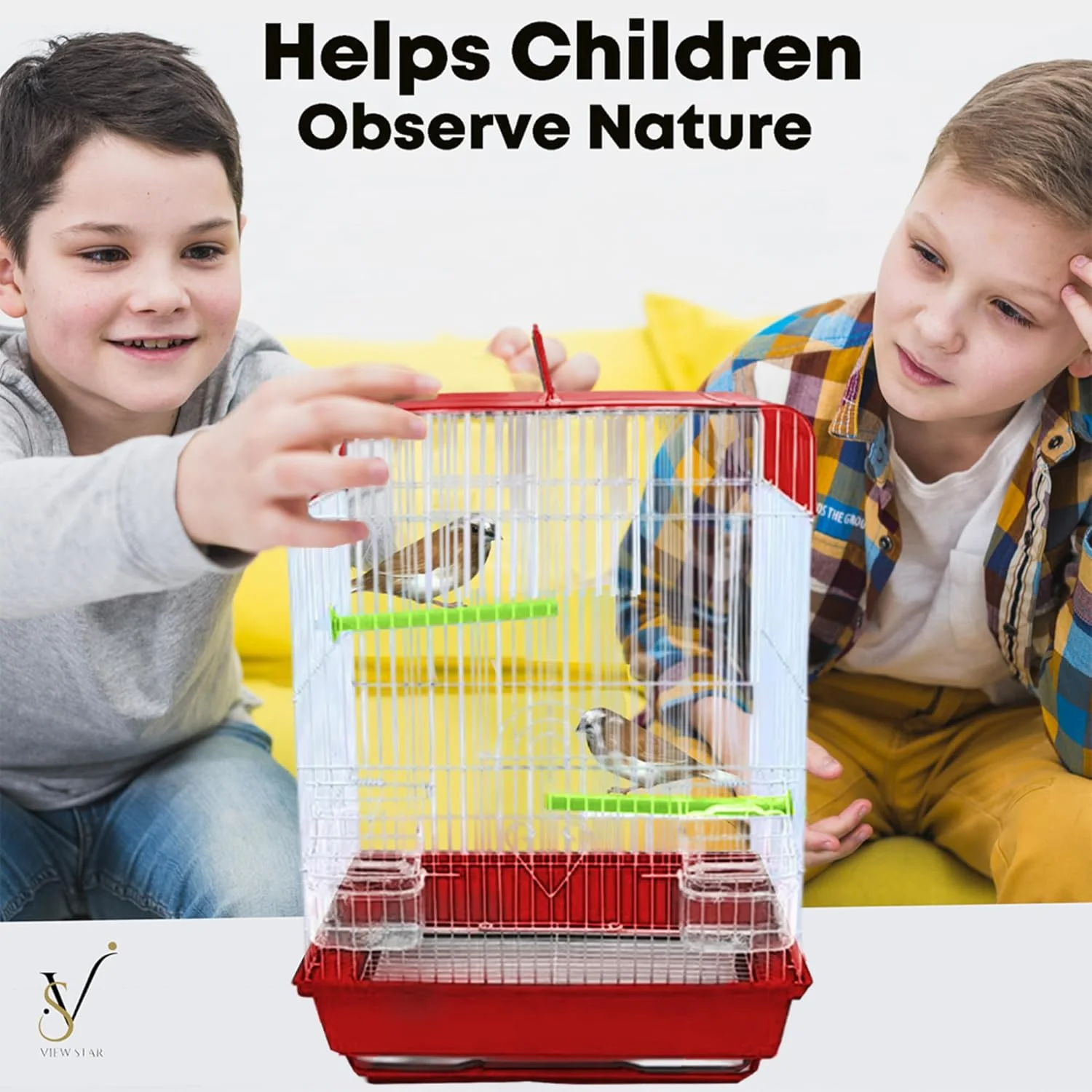 قفس پرنده جادار ویواستار برای پرندگان کوچک - ساختار فلزی مستحکم، طراحی جای بازی، سینی تمیز شونده آسان و لوازم جانبی - ایده آل برای طوطی ها، عروس هلندی ها، مرغ عشق ها و کوتوله برزیلی ها (قرمز)