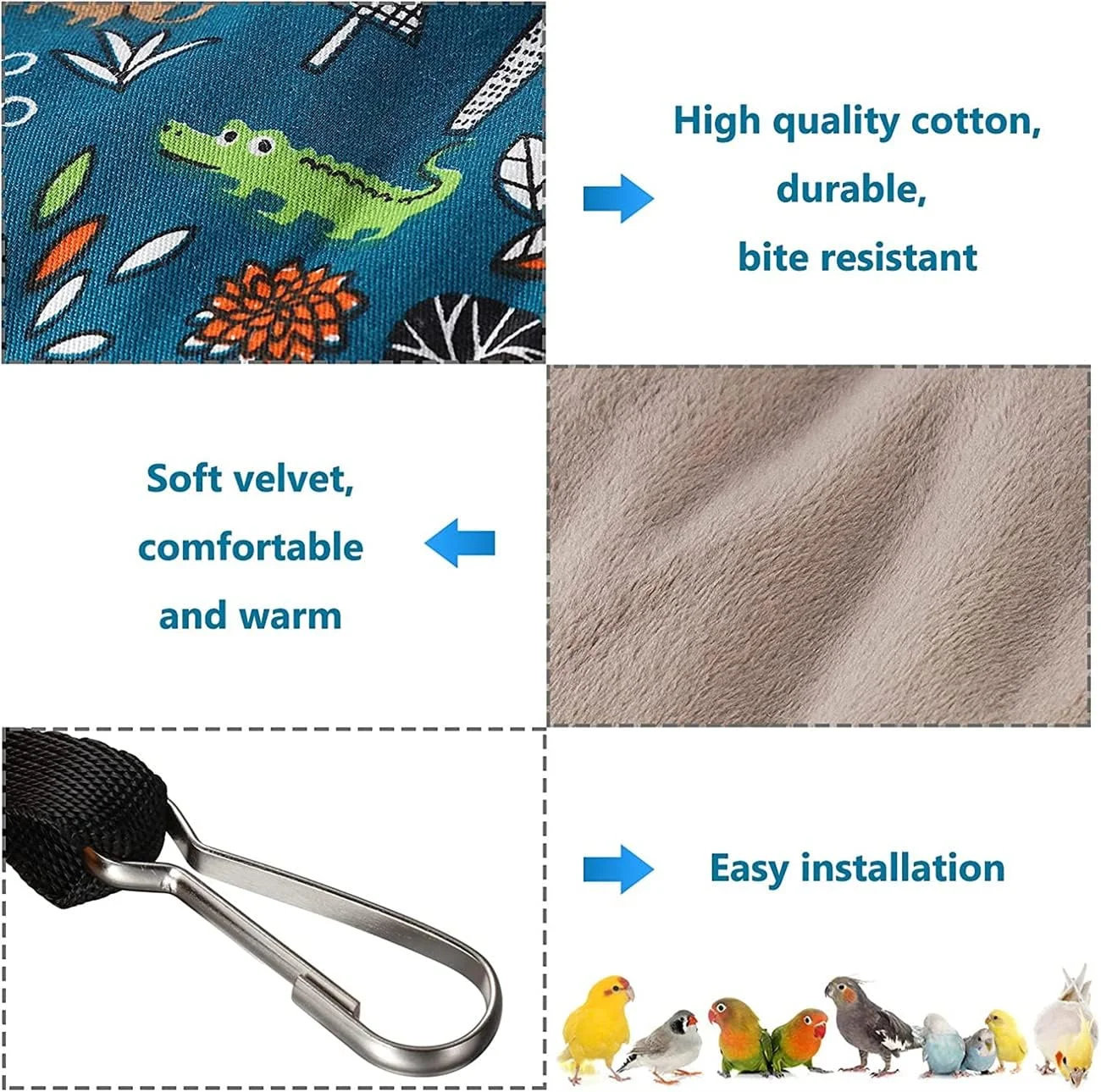 خانه لانه پرنده گرم زمستانی TOMVAES، تخت پرنده، کلبه پرنده برای قفس، کلبه پرزدار نرم آویز، تخت خواب قفس فنچ، چادر نوازش برای مرغ عشق، طوطی، طوطی برزیلی، عروس هلندی