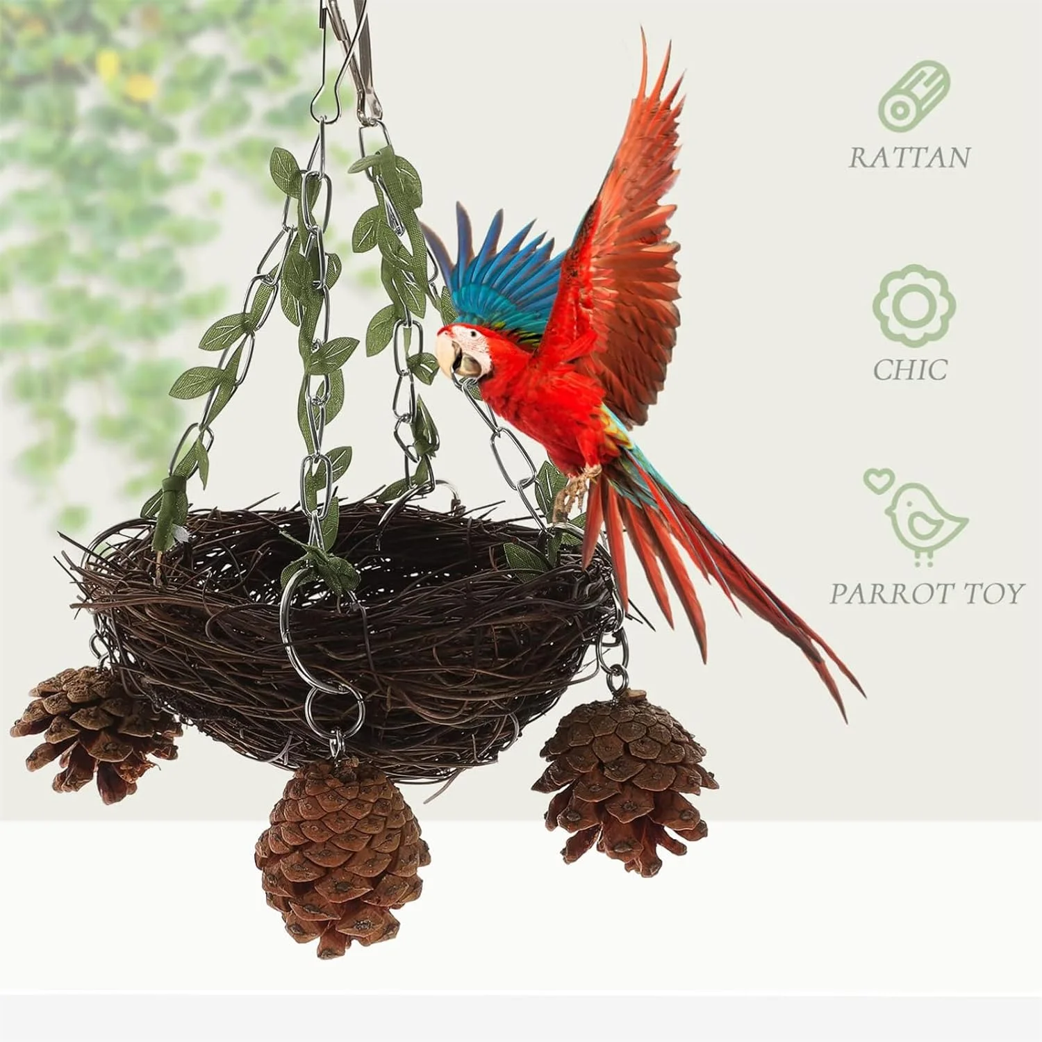 لانه پرنده راتان طبیعی TERRIFI، لانه بزرگ آویزان پرنده ساخته شده از راتان تاک درخت لانه پرنده راتان طبیعی TERRIFI، لانه بزرگ آویزان پرنده ساخته شده از راتان تاک درخت