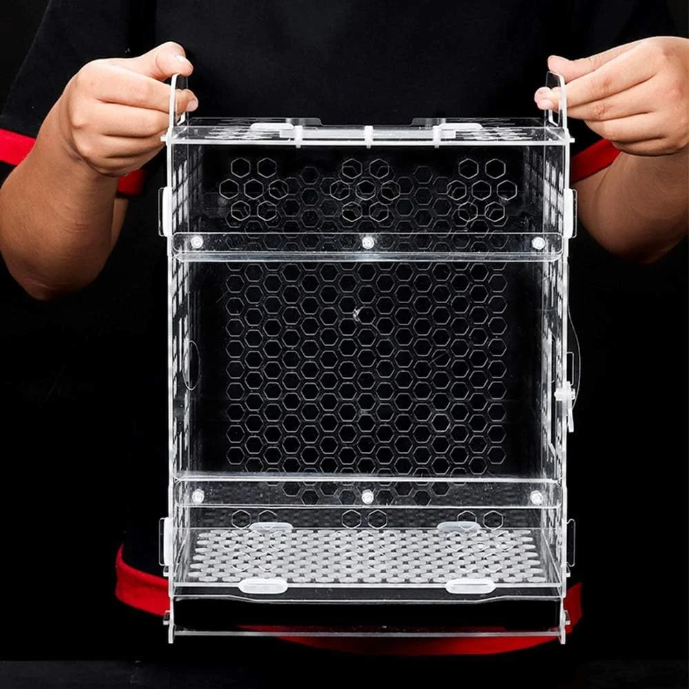 قفس پرنده آویز OUKA، زیستگاه آکریلیک پرنده، تراریوم قابل جدا شدن، قفس حمل مسافرتی قابل حمل برای طوطی دم دراز، پرنده کوچک، مرغ عشق