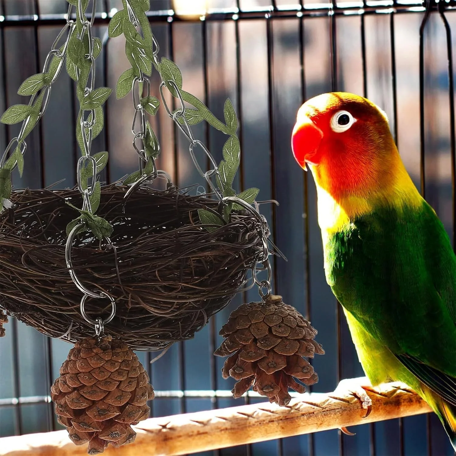 لانه پرنده حصیری طبیعی SWIUKPHE، لانه پرنده آویز بزرگ ساخته شده از حصیر تاک درخت لانه پرنده حصیری طبیعی SWIUKPHE، لانه پرنده آویز بزرگ ساخته شده از حصیر تاک درخت